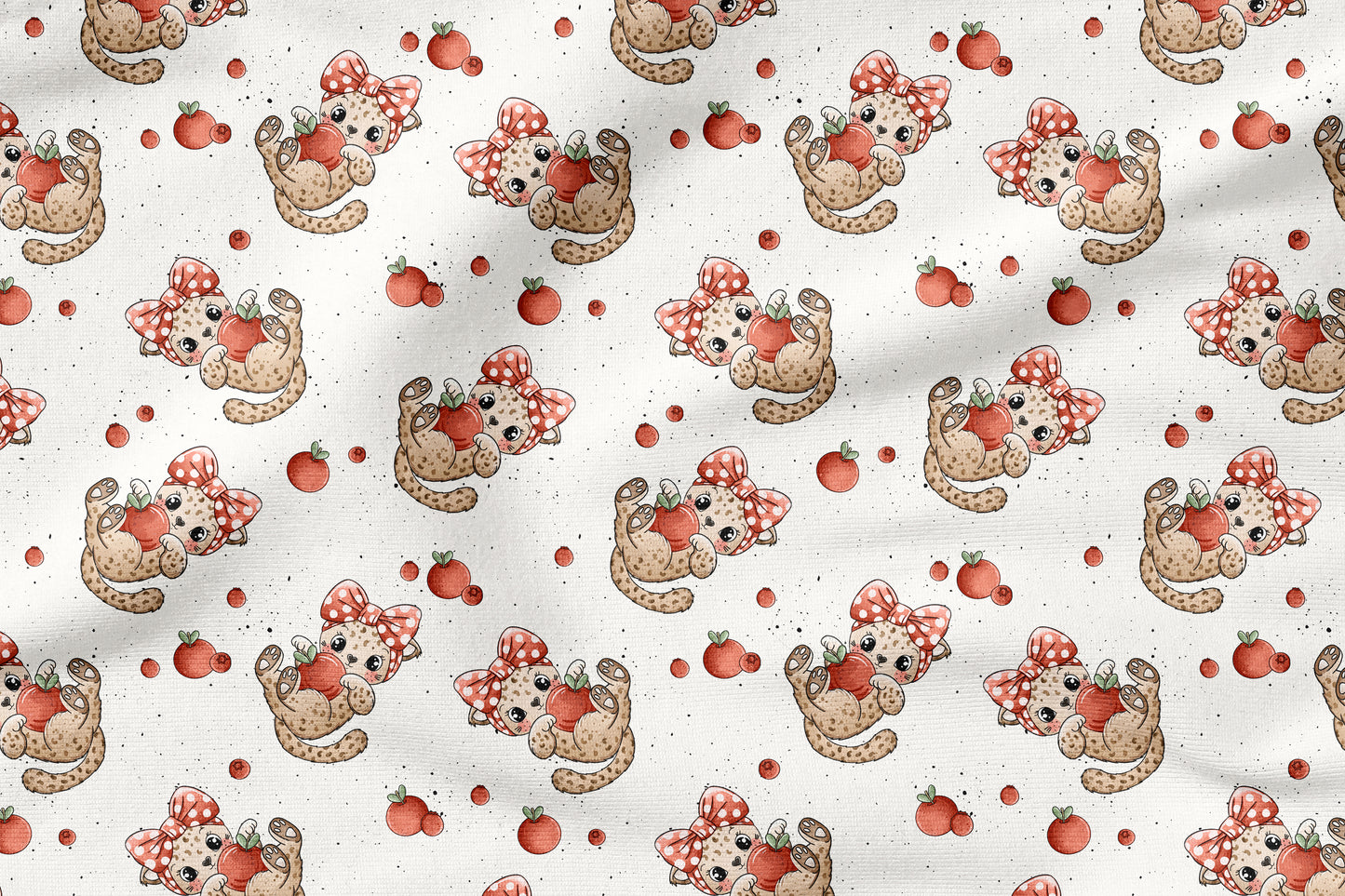 Leo Berry Love Rot – Kinderstoff mit Leoparden | verschiedene Stoffarten