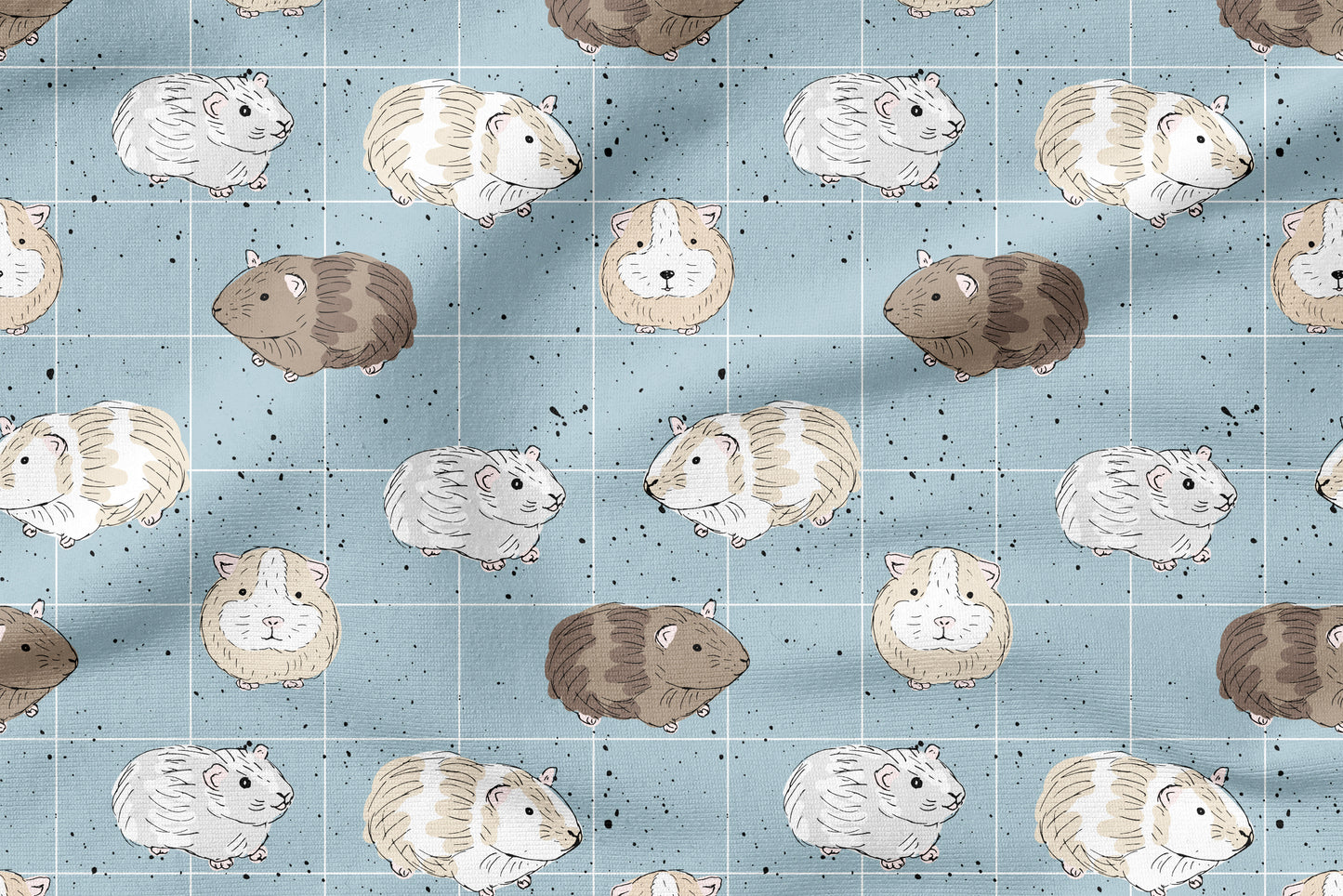 Meerschweinchenliebe Blau – Kinderstoff mit Meerschweinchen | verschiedene Stoffarten