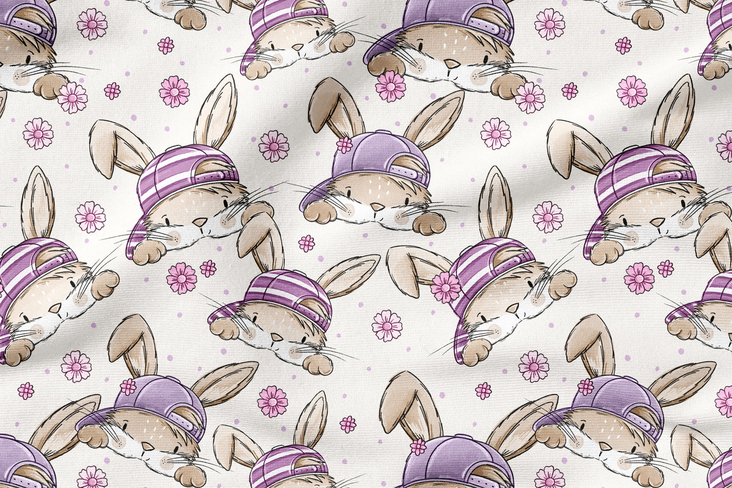 Skate Bunny Vibes Girl Creme – Kinderstoff mit Hasen | verschiedene Stoffarten