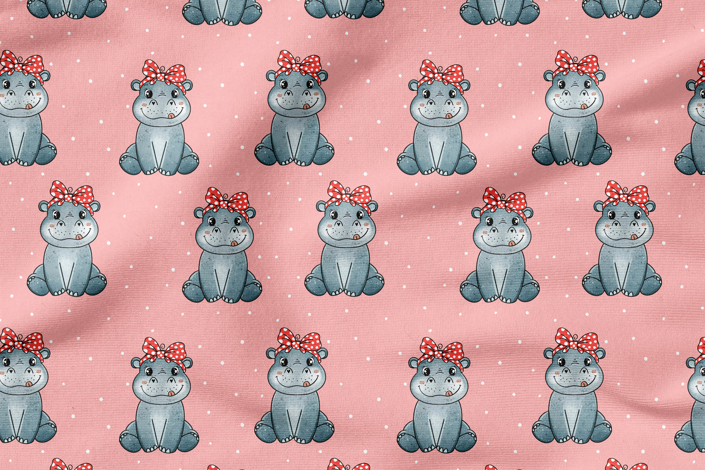 Happy Hippo Rosa – süßer Nilpferd Kinderstoff | verschiedene Stoffarten