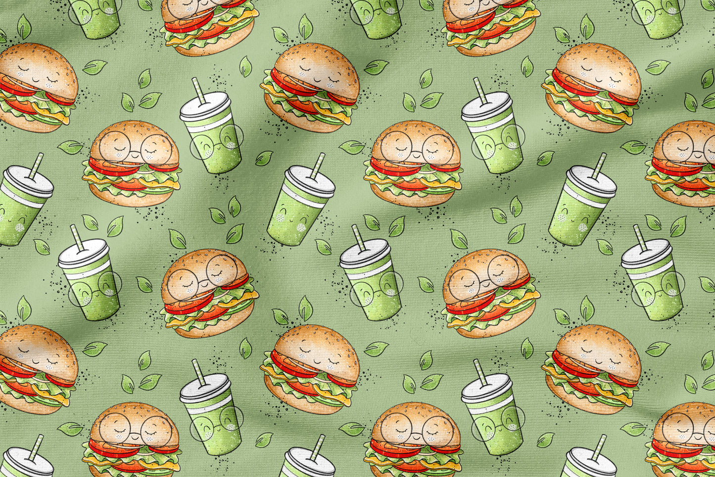 Plant Burger – süßer Food-Kinderstoff | verschiedene Stoffarten