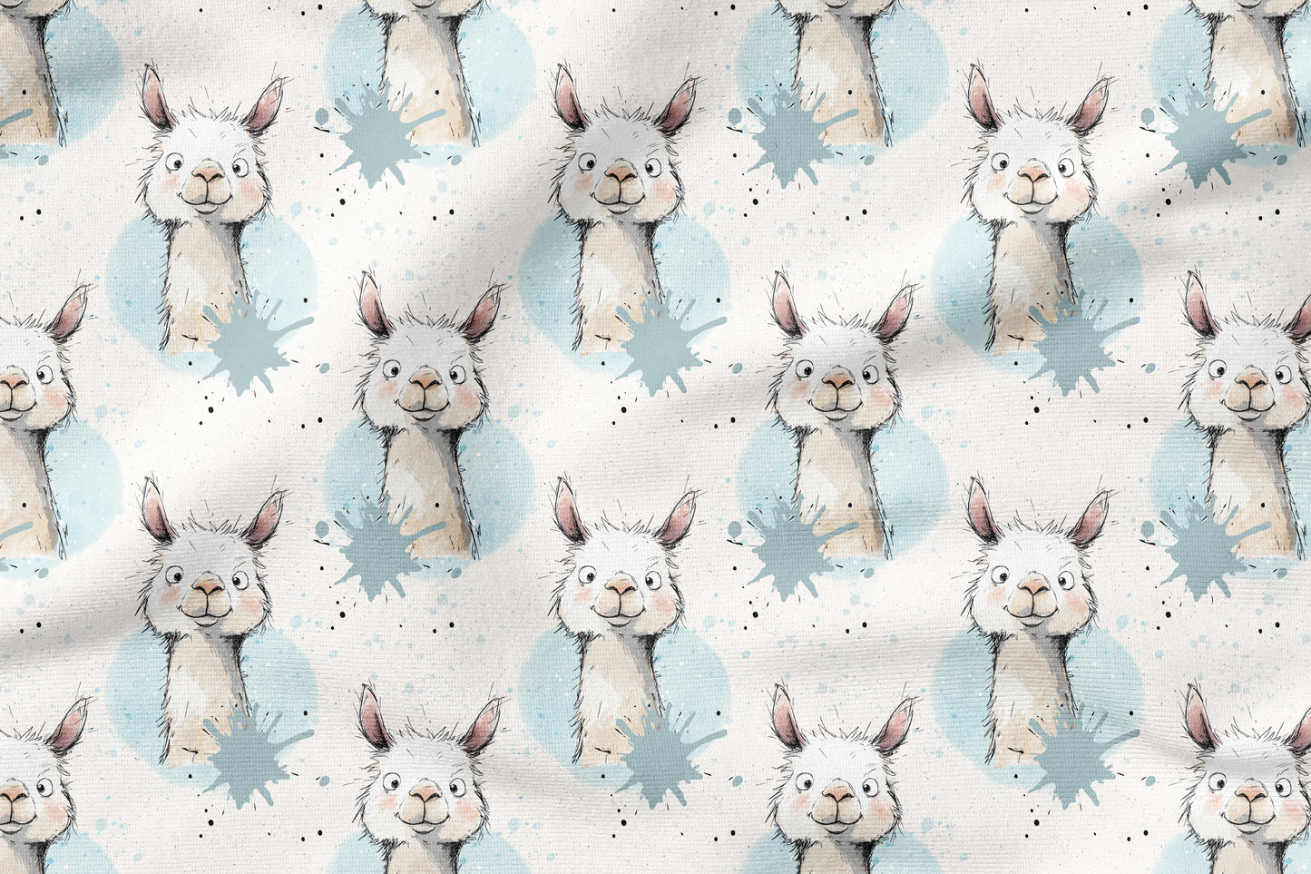 Lama Vibes Beige – moderner Kinderstoff mit Lama | verschiedene Stoffarten