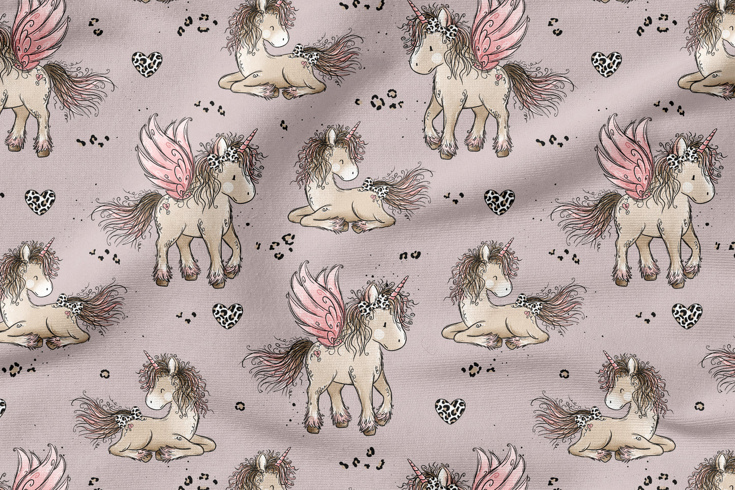 Einhornzeit Mauve – Einhorn Stoff in Mauve | verschiedene Stoffarten