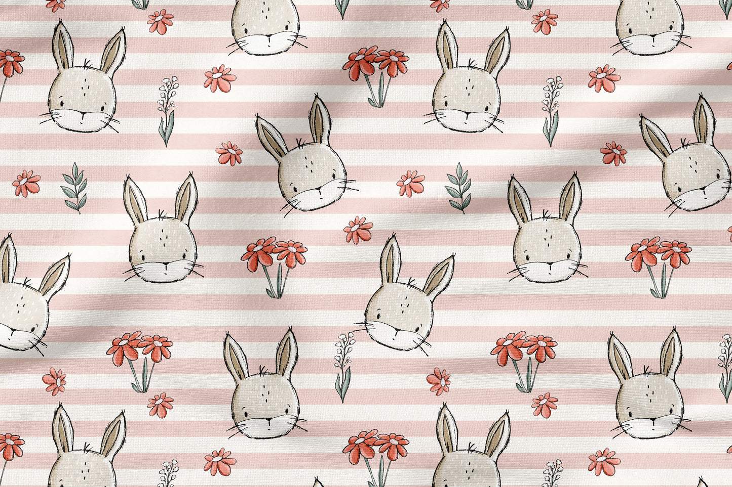 Wiesenhase Rosa – süßes Hasen & Blumen Design | auf verschiedenen Stoffarten