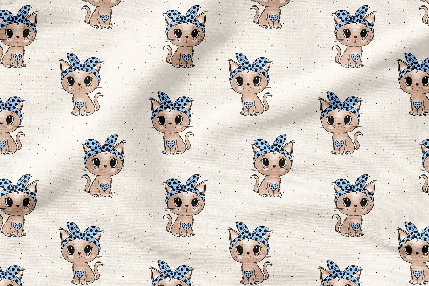 Dot Kitty Love – süßer Katzen-Kinderstoff | verschiedene Stoffarten