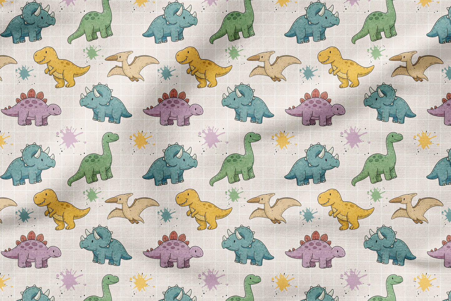 Dinotopia Grid – Dinosaurier Kinderstoff | verschiedene Stoffarten