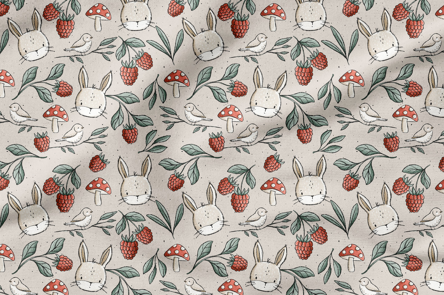 Wiesentag Taupe – Waldtiere & Natur | verschiedene Stoffarten