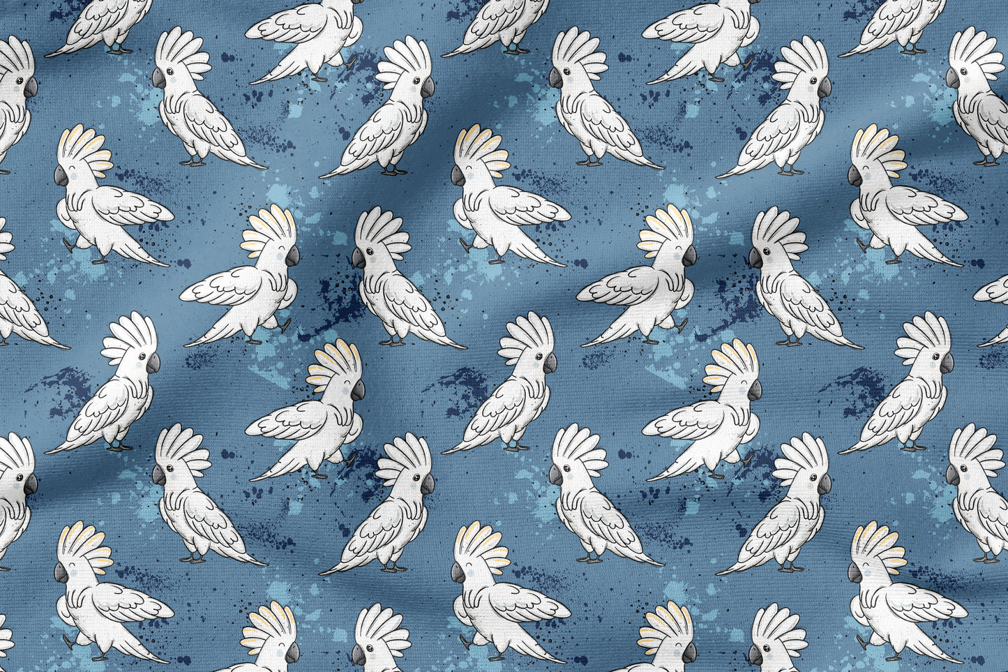 Cool Kakadu – moderner Vogelstoff in Blau | verschiedene Stoffarten