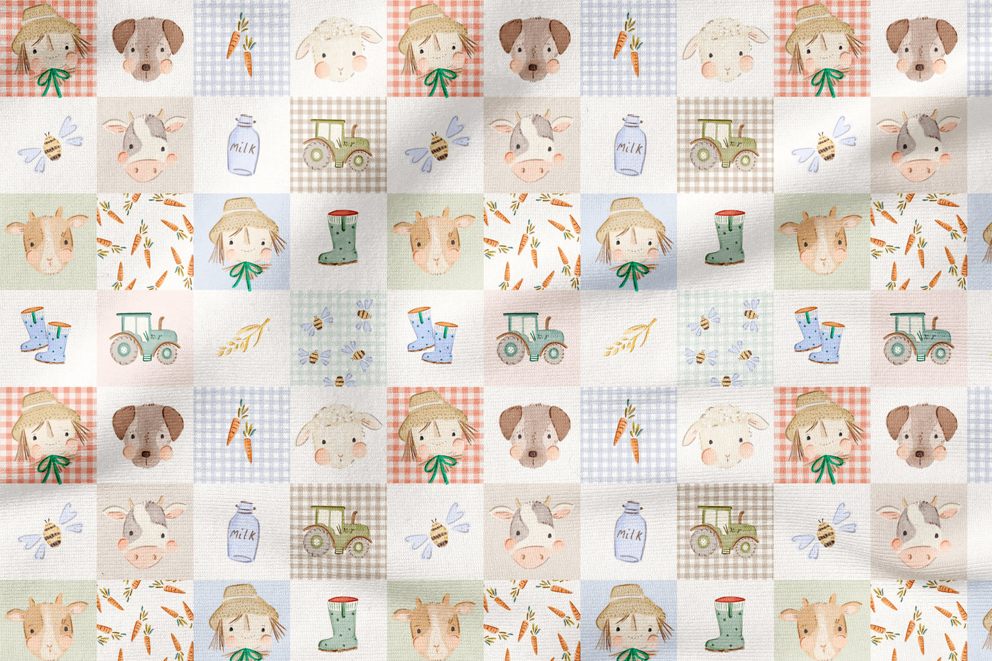 Little Farm Life Patchwork – süßer Bauernhof Stoff | verschiedene Stoffarten