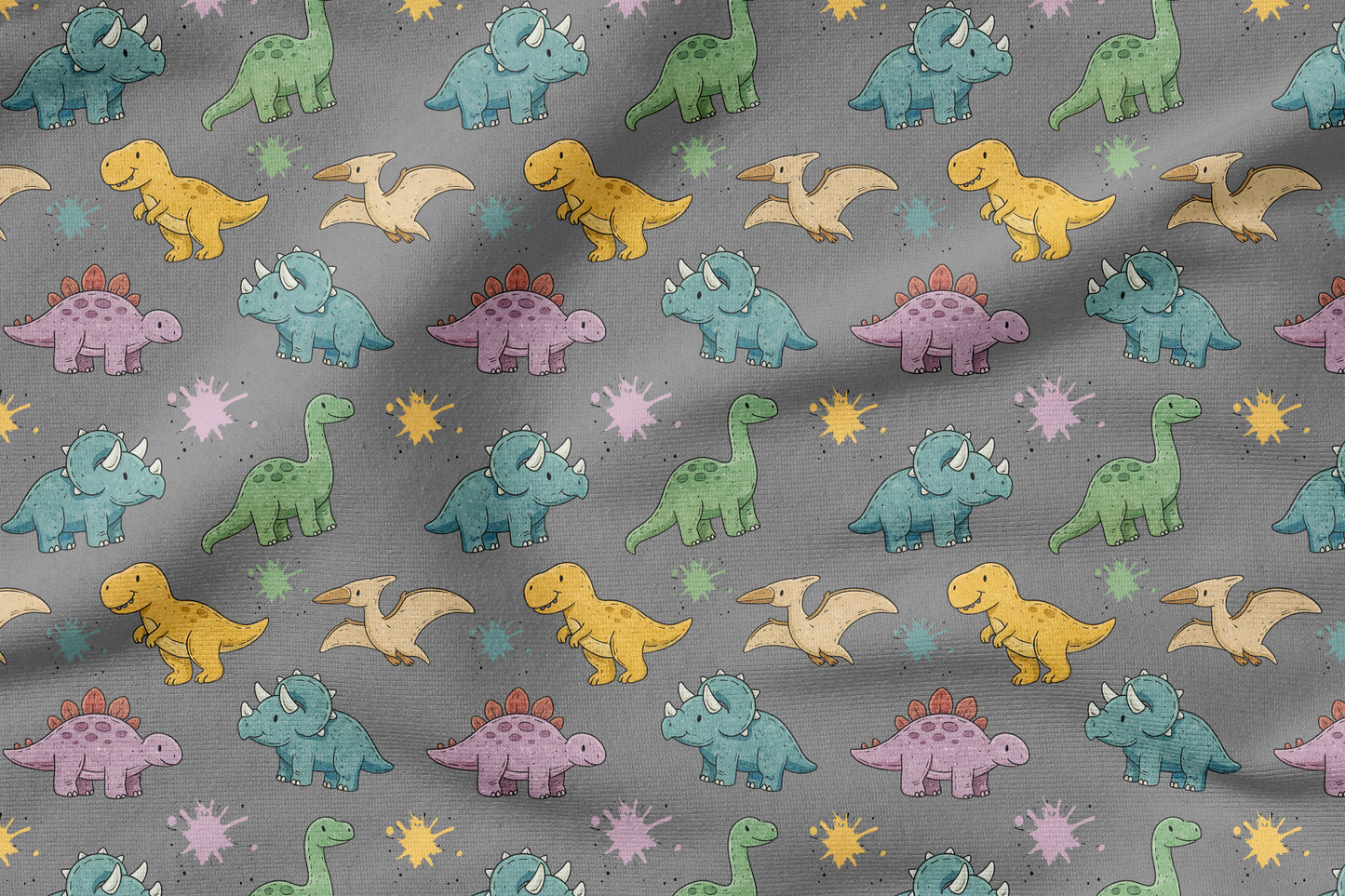 Dinotopia Grau – Dinosaurier Kinderstoff | verschiedene Stoffarten