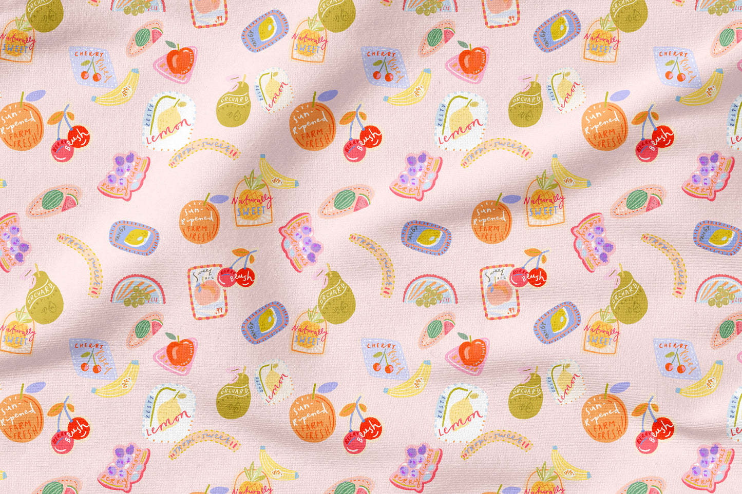 Sweet Picks Rosa – moderner Kinderstoff mit Früchten | verschiedene Stoffarten