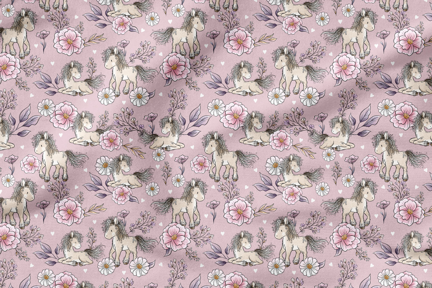 Flower Pony Mauve – zauberhafter Pony Stoff | auf verschiedenen Stoffarten
