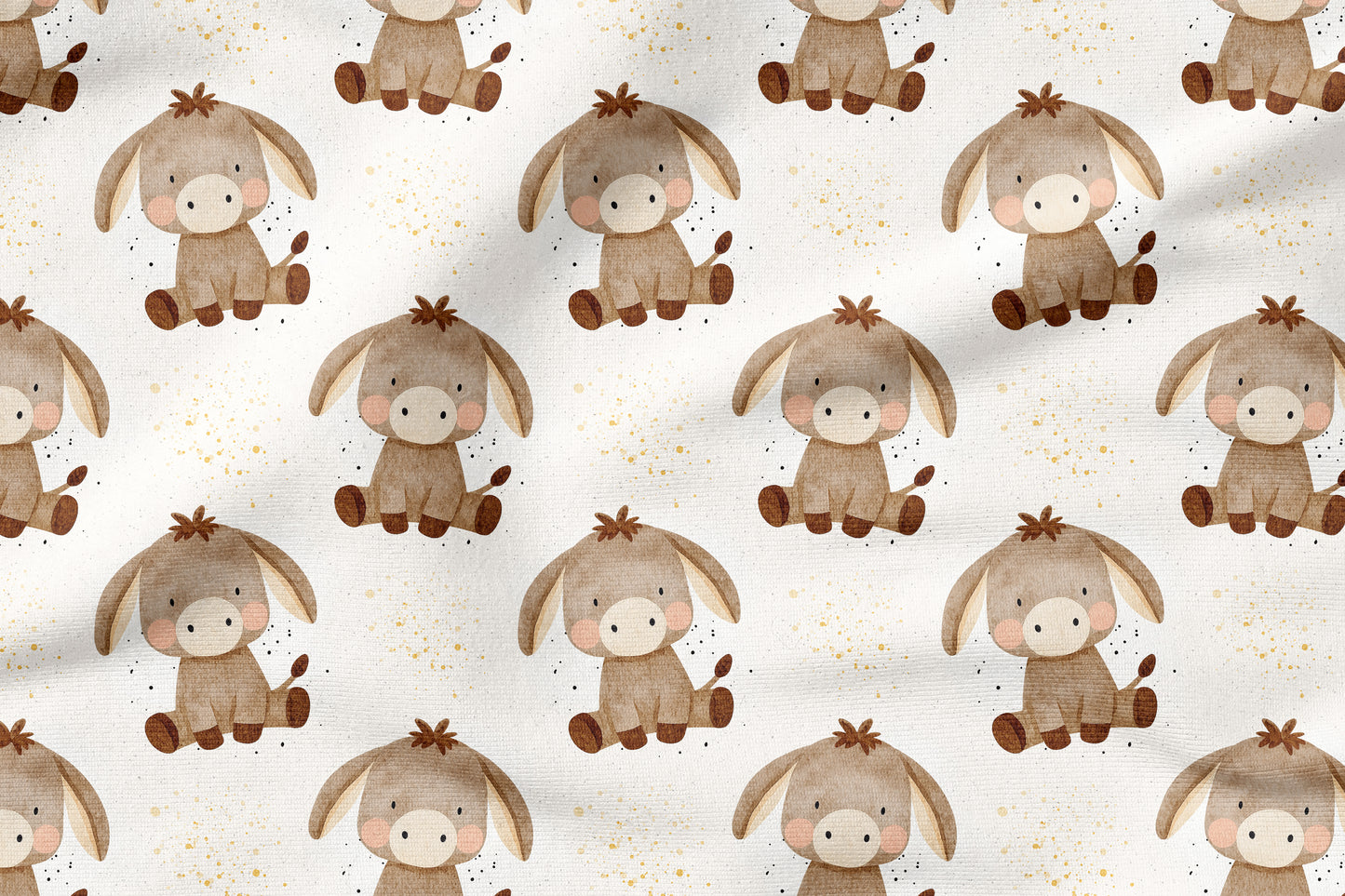 Eselchen Beige – Kinderstoff mit Esel | verschiedene Stoffarten
