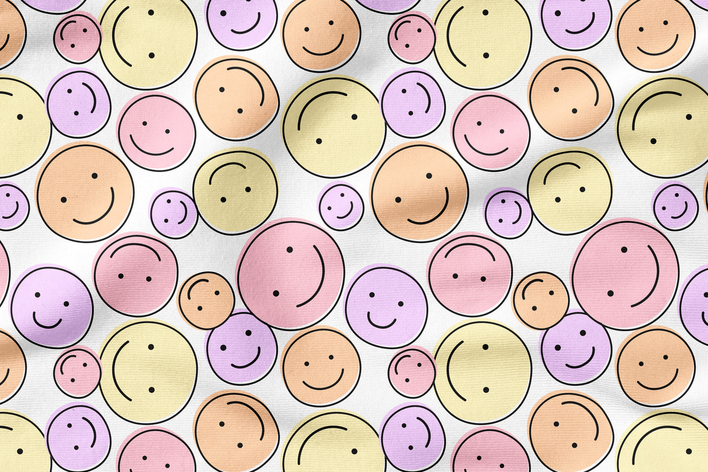 Smile Vibes Rosa – moderner Smiley Stoff | auf verschiedenen Stoffarten