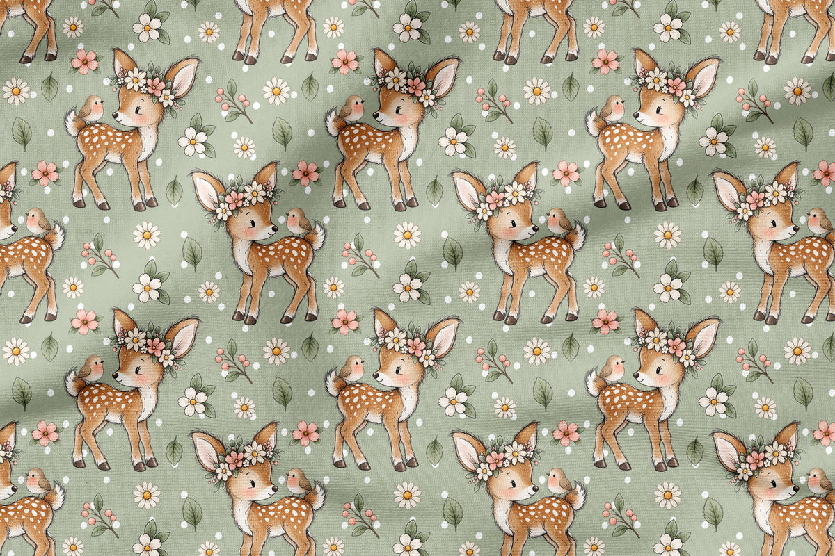 Fawn in Bloom Grün | auf verschiedenen Stoffarten