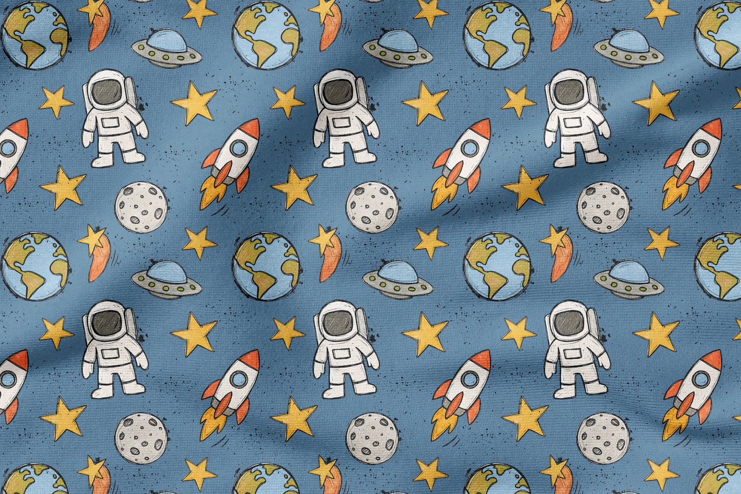 Mission Mars Dunkelblau | auf verschiedenen Stoffarten