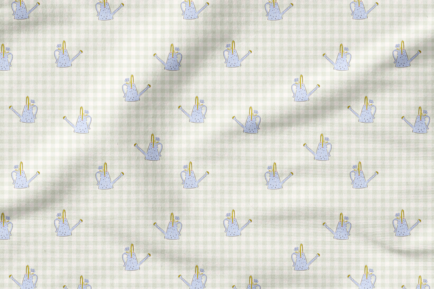 Little Garden Friends Gießkanne Stoff – Aquarell Garten Design | auf verschiedenen Stoffarten