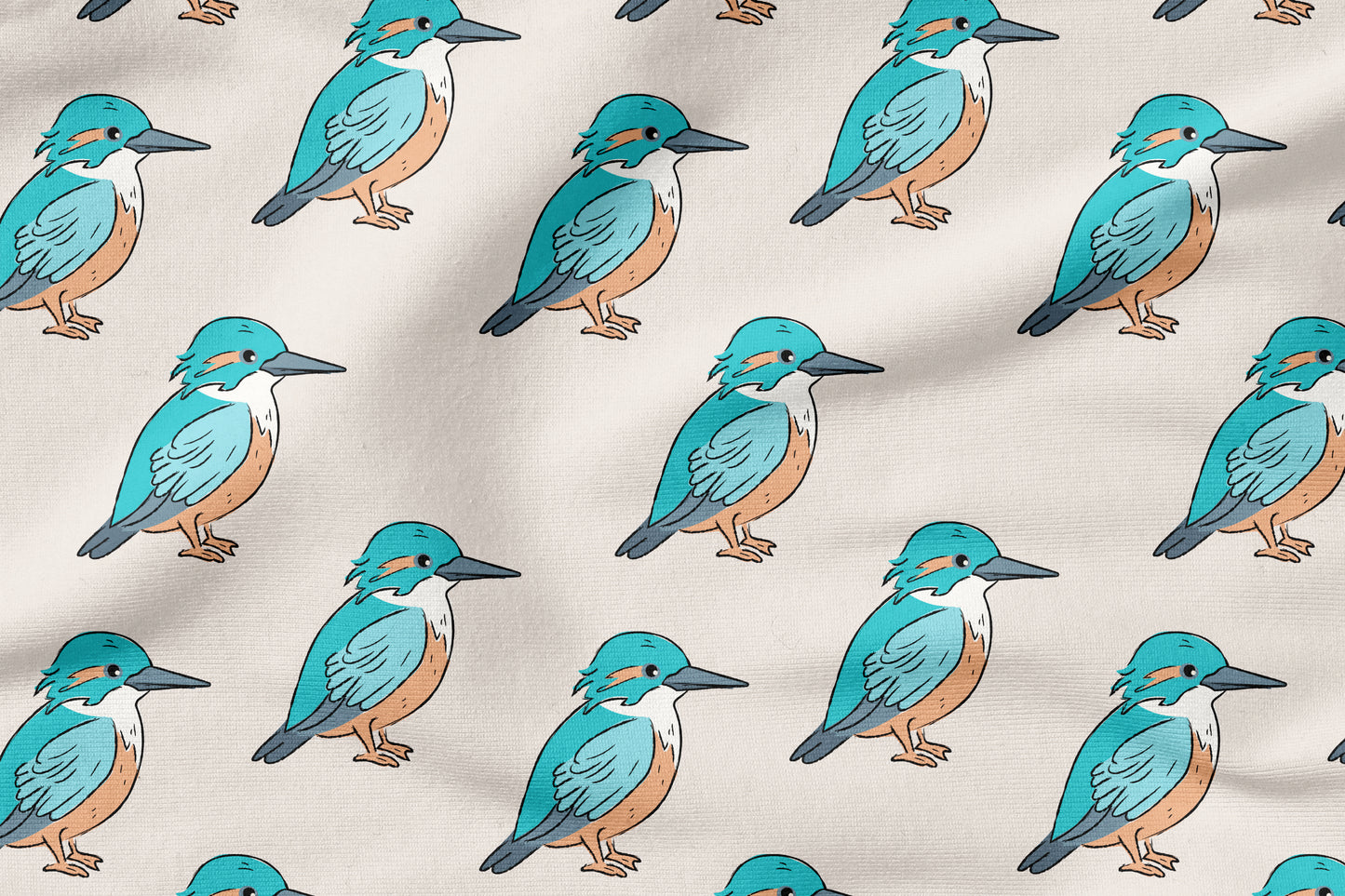 Kingfisher Tales Beige| auf verschiedenen Stoffarten