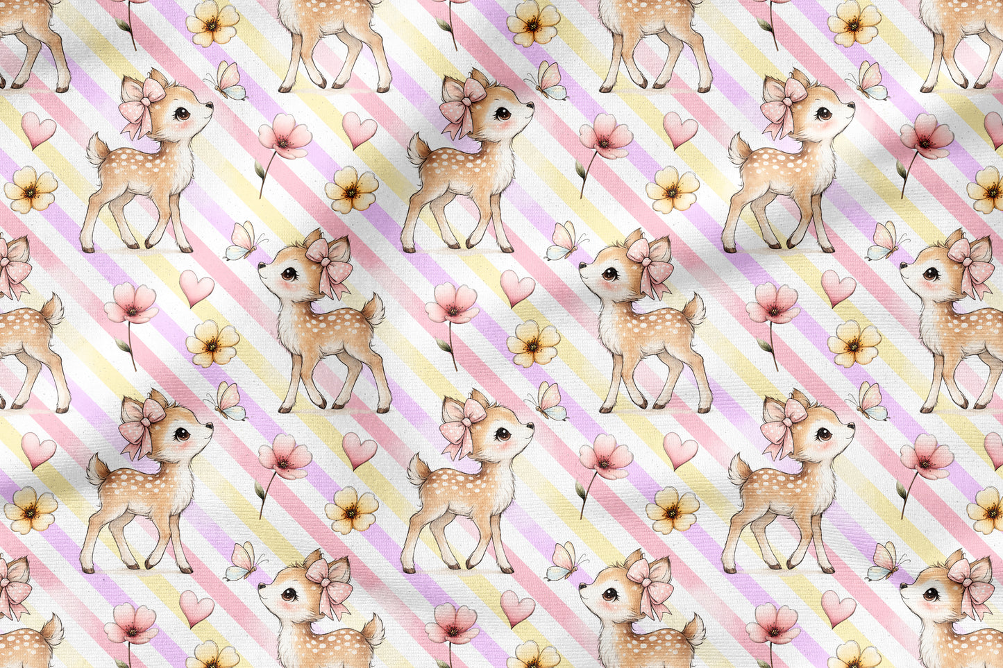 Little Blossom Deer Stripes | auf verschiedenen Stoffarten