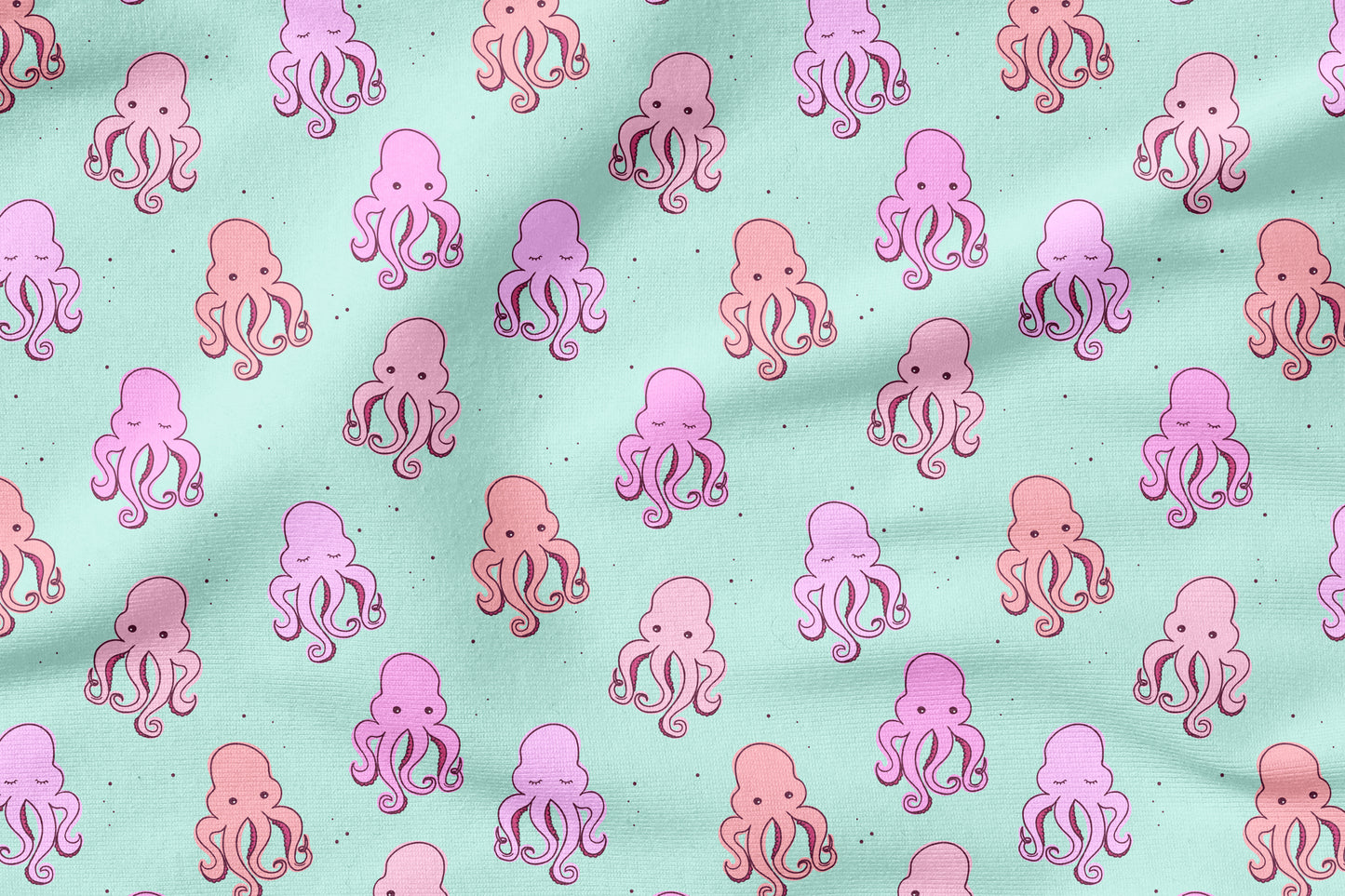 Little Octopus Mint | auf verschiedenen Stoffarten