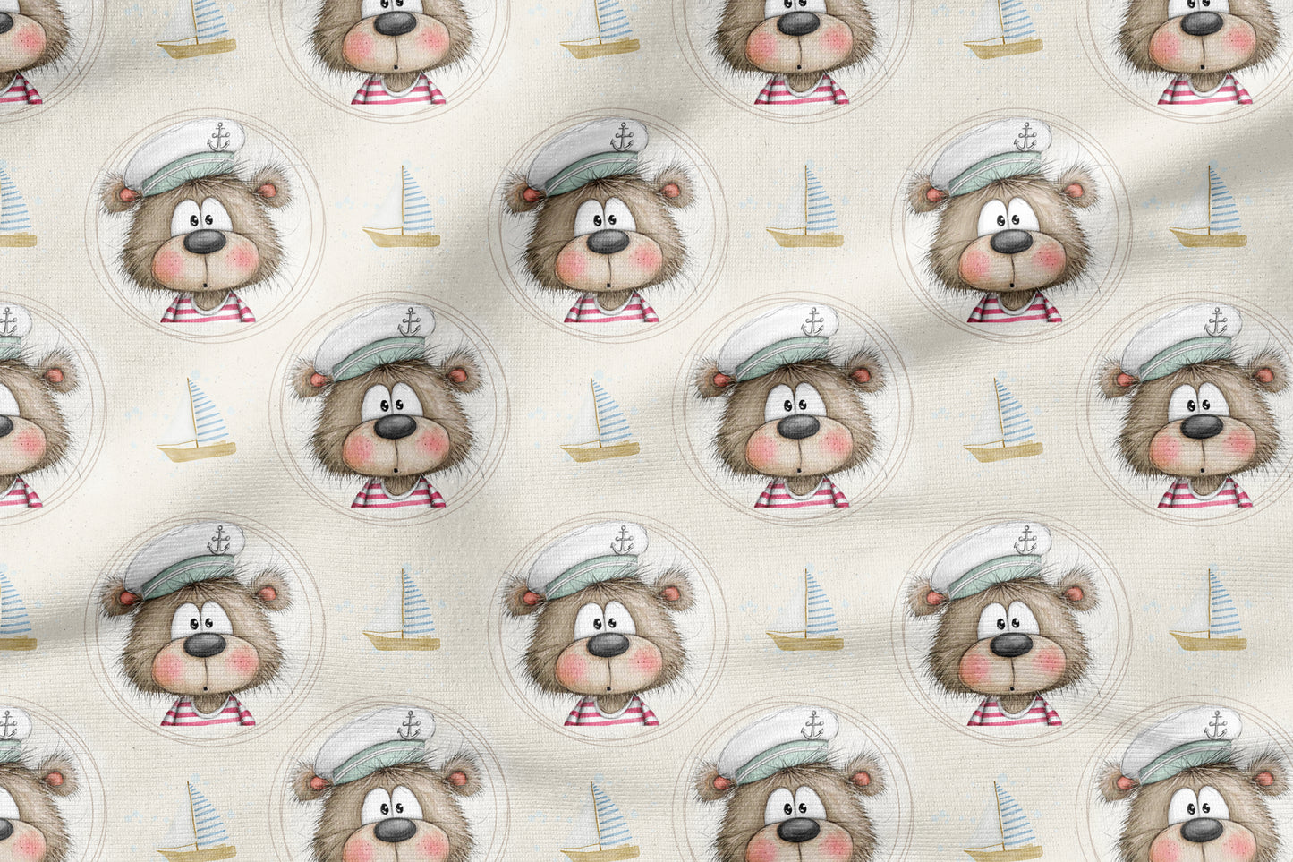 Ahoi Bär Beige | auf verschiedenen Stoffarten