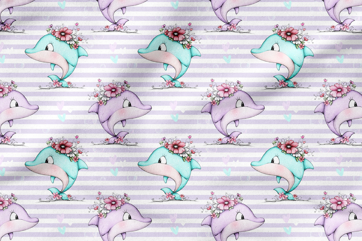 Blooming Dolphin Stripes | auf verschiedenen Stoffarten