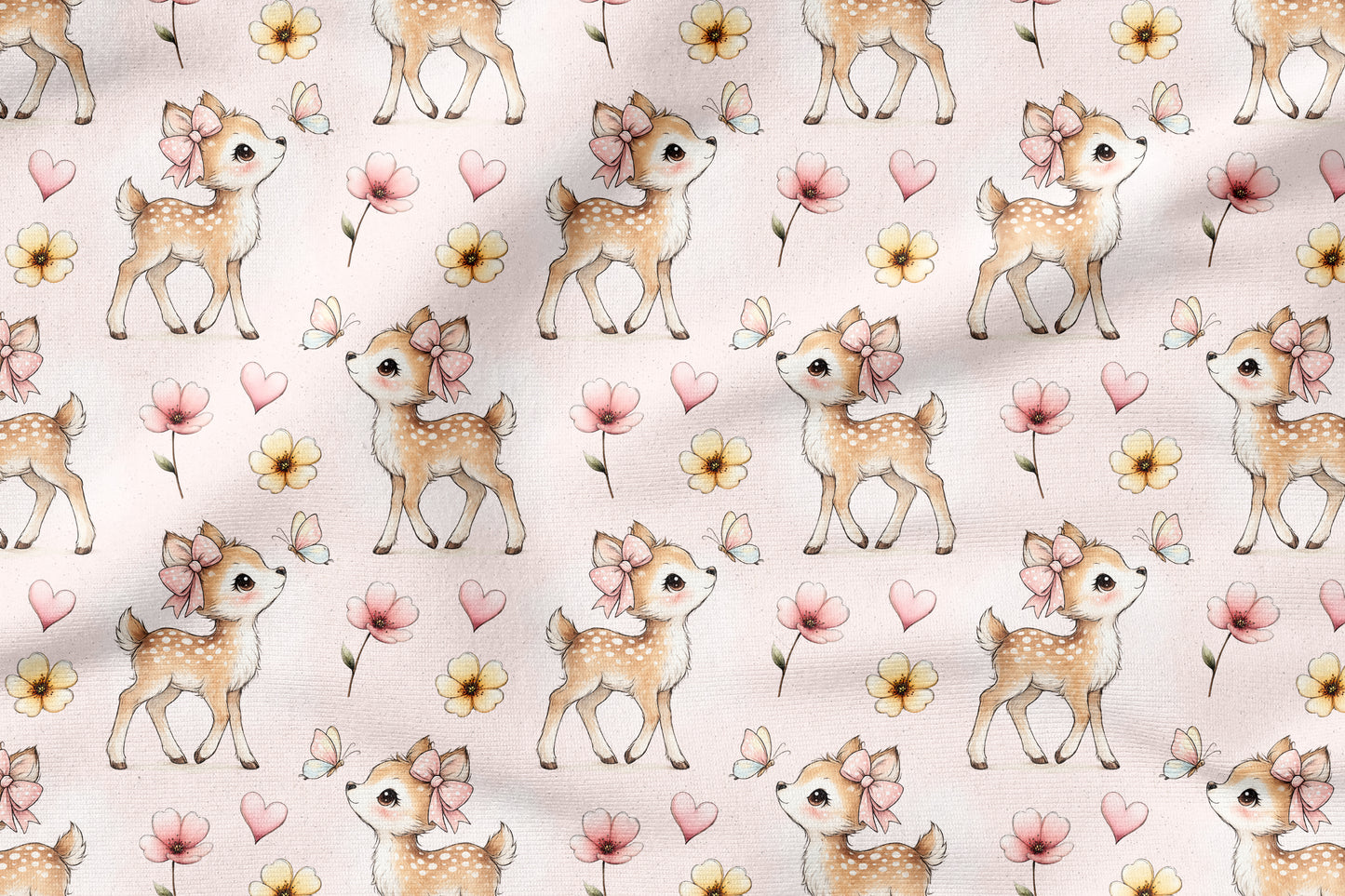 Little Blossom Deer Rosa | auf verschiedenen Stoffarten