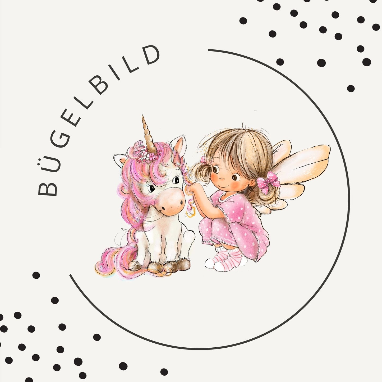 Bügelbild Einhornfeen 2 – Fee auf Einhorn in Pastell