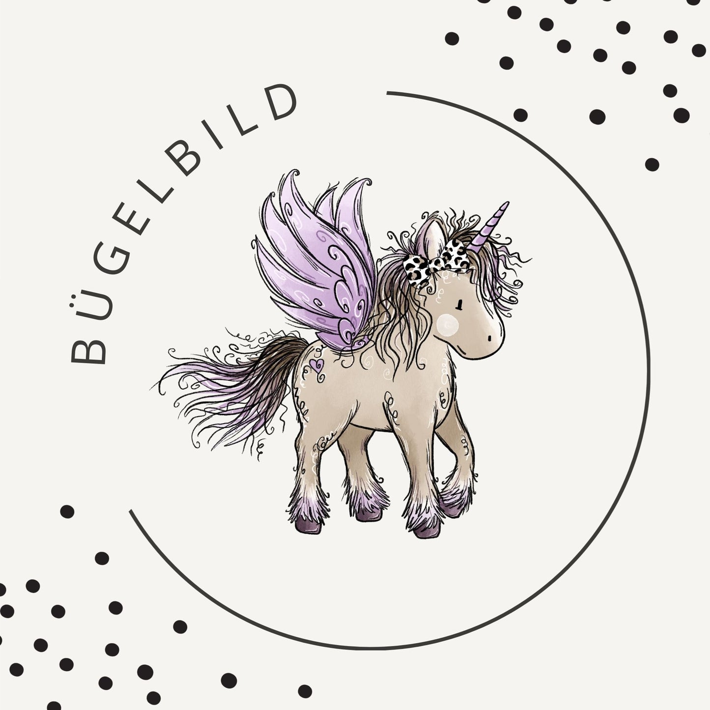 Bügelbild Einhornzeit Creme – zauberhaftes Einhorn Bügelbild im Aquarellstil