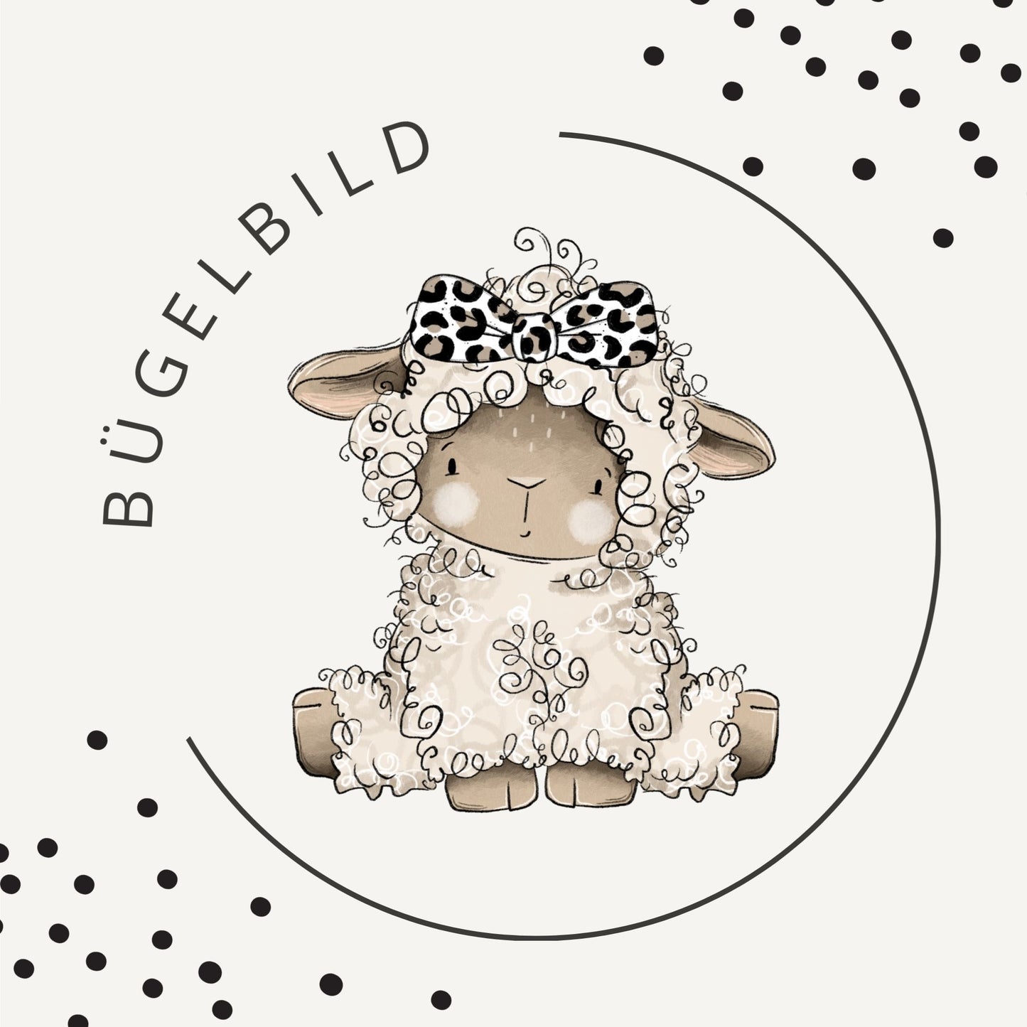 Bügelbild Leo Lämmchen 1 – Trendiges Schafmotiv für Baby- & Kinderkleidung
