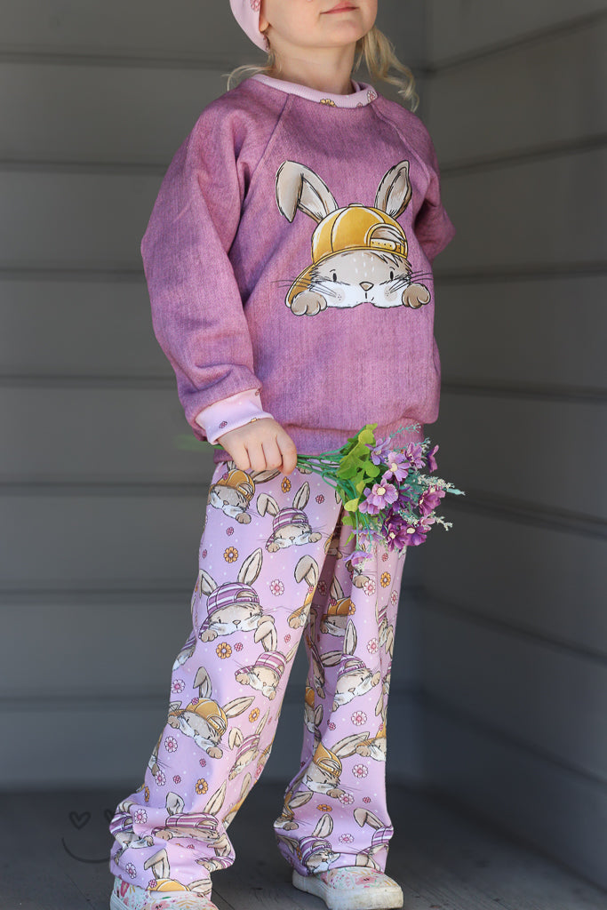 Stoffpaket Skate Bunny Vibes Girl Flieder – Kinderstoff mit Hasen | verschiedene Stoffarten
