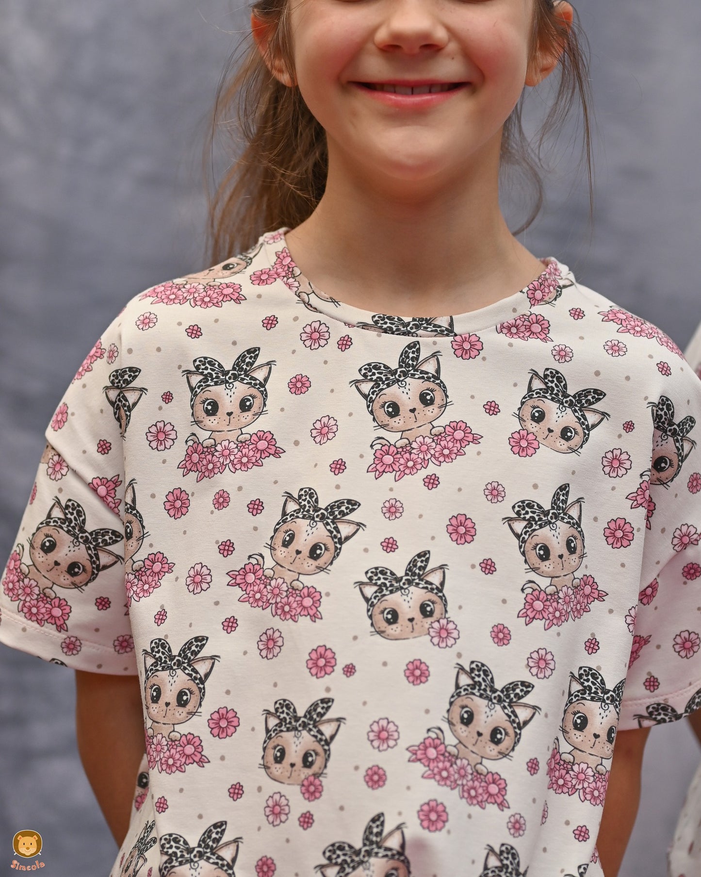 Kitty Flower Leo – Katzen & Blumen Kinderstoff | verschiedene Stoffarten