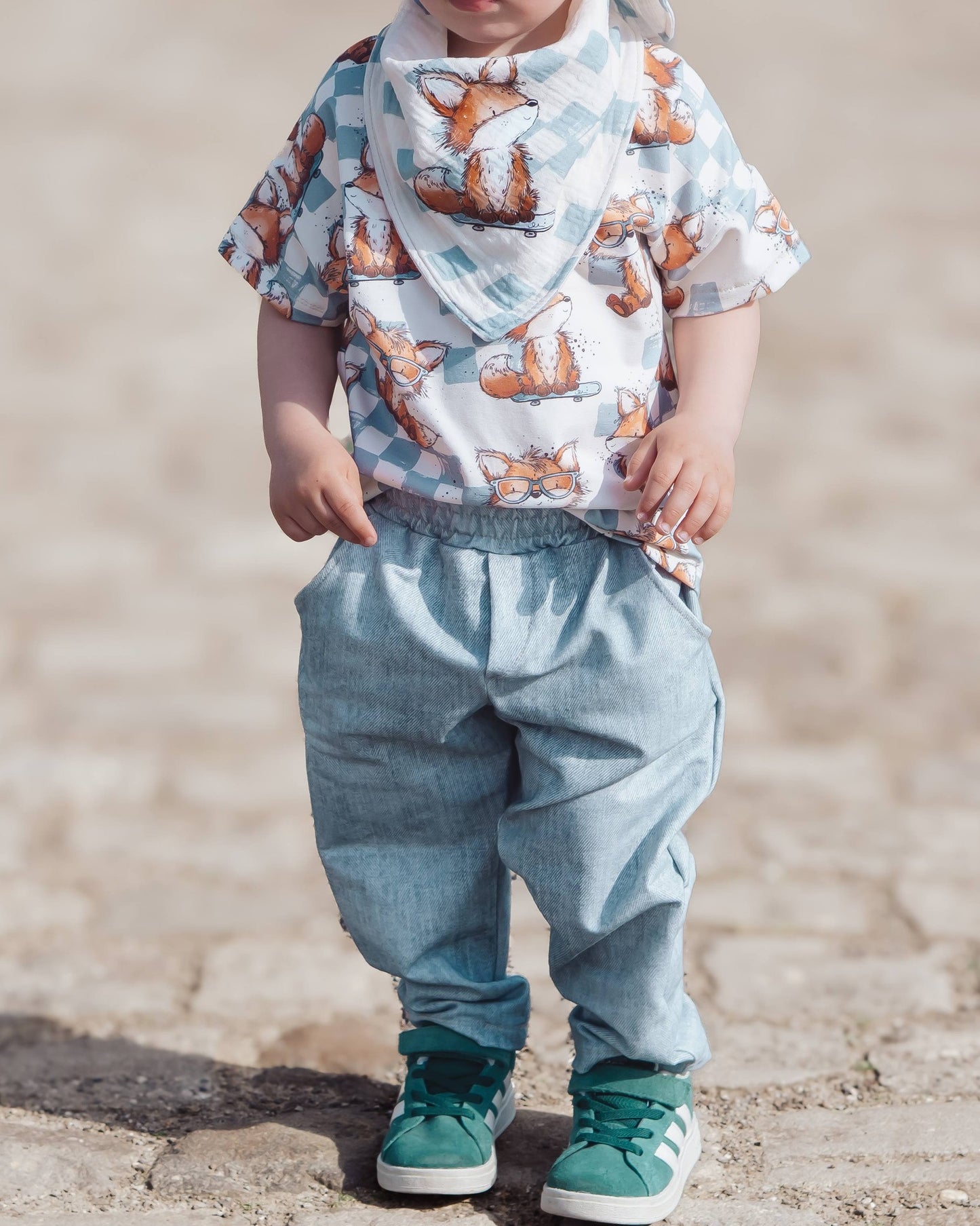 Bügelbild Fuchstag Creme 3 – Fuchs auf Skateboard