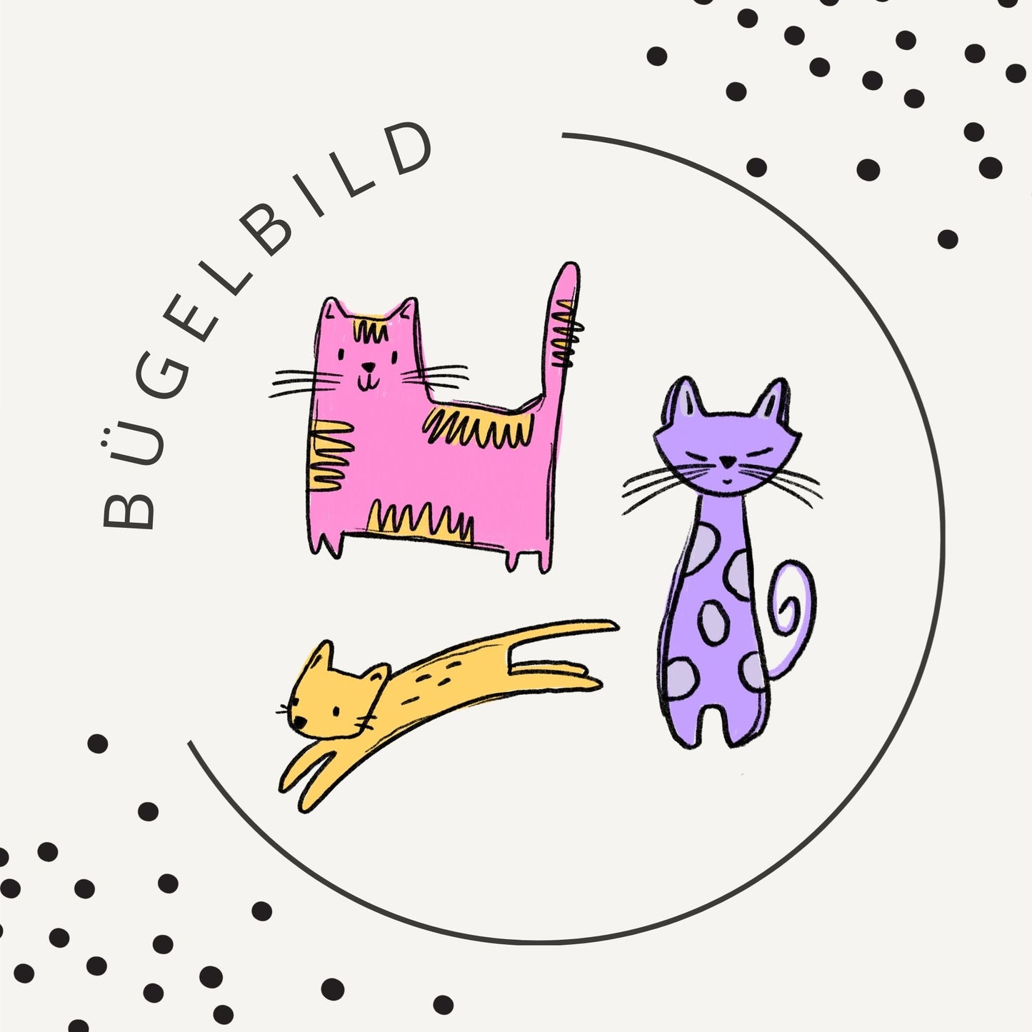 Bügelbild Cat Scratch Blau – Freches Katzenmotiv im Skizzenstil