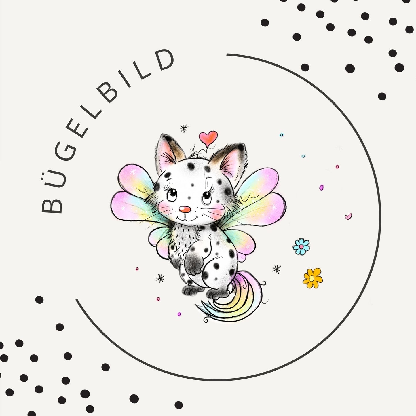 Bügelbild Little Rainbow Wings Katze – Regenbogen Katzen Motiv