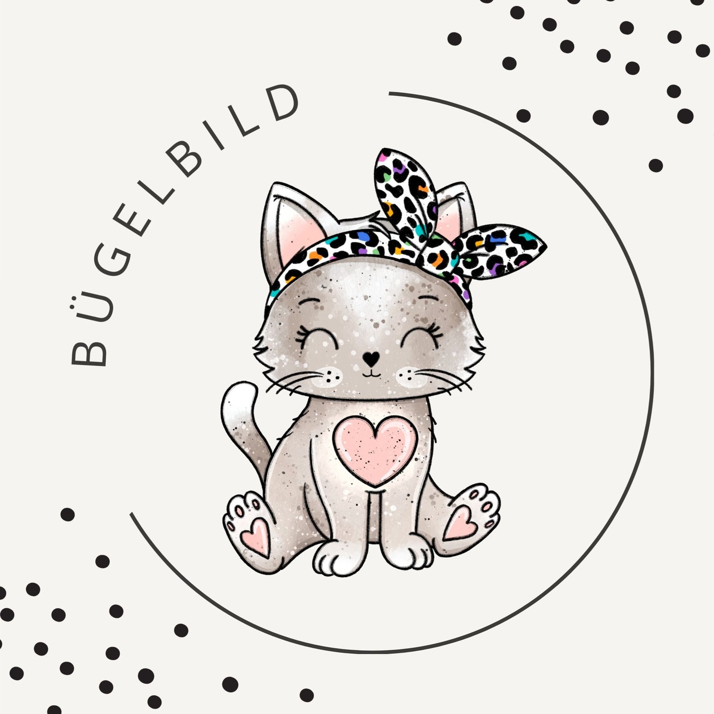 Kitty Hearts 1 – süßes Katzen Bügelbild mit Herz für Kinder