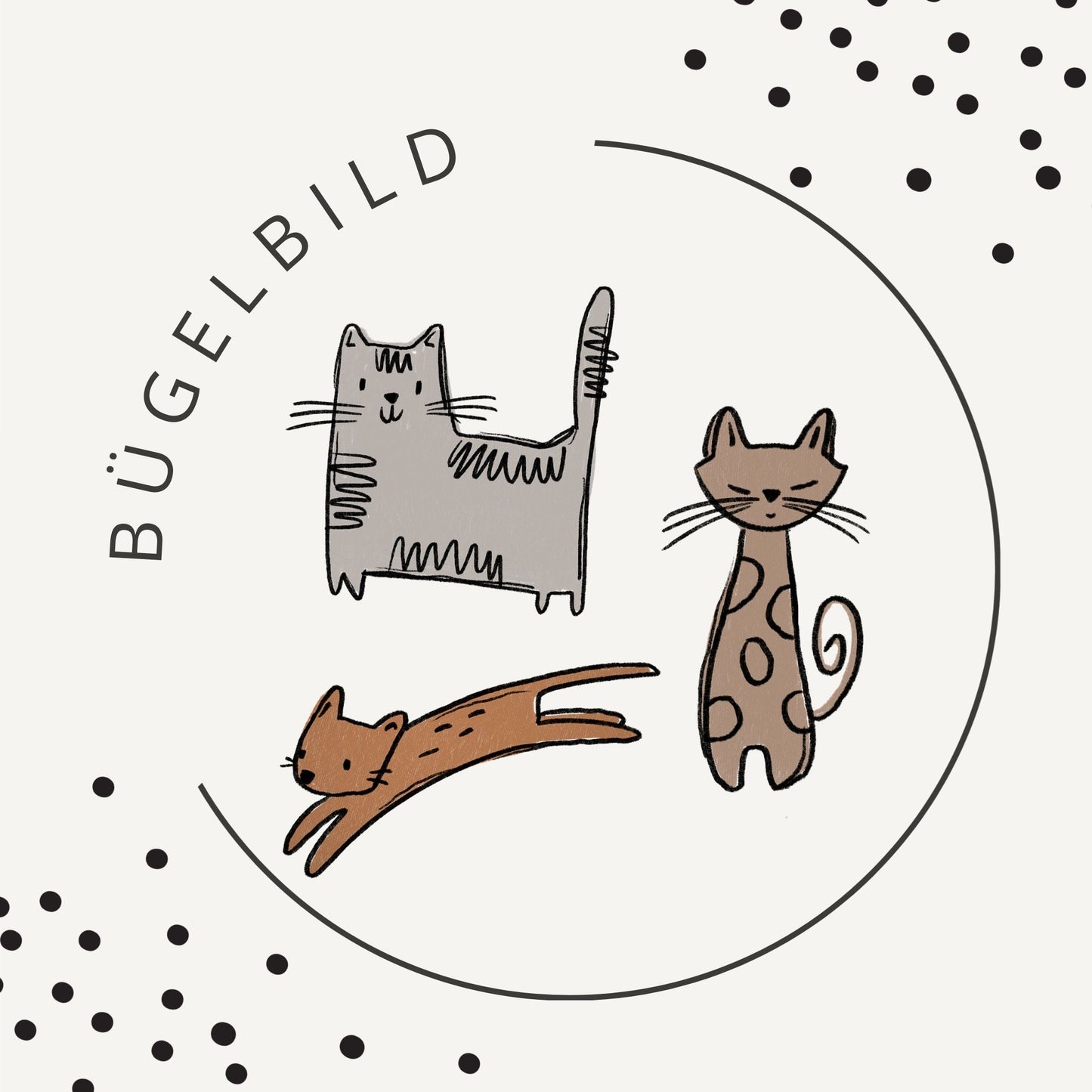 Bügelbild Cat Scratch Braun – Freches Katzenmotiv im Skizzenstil
