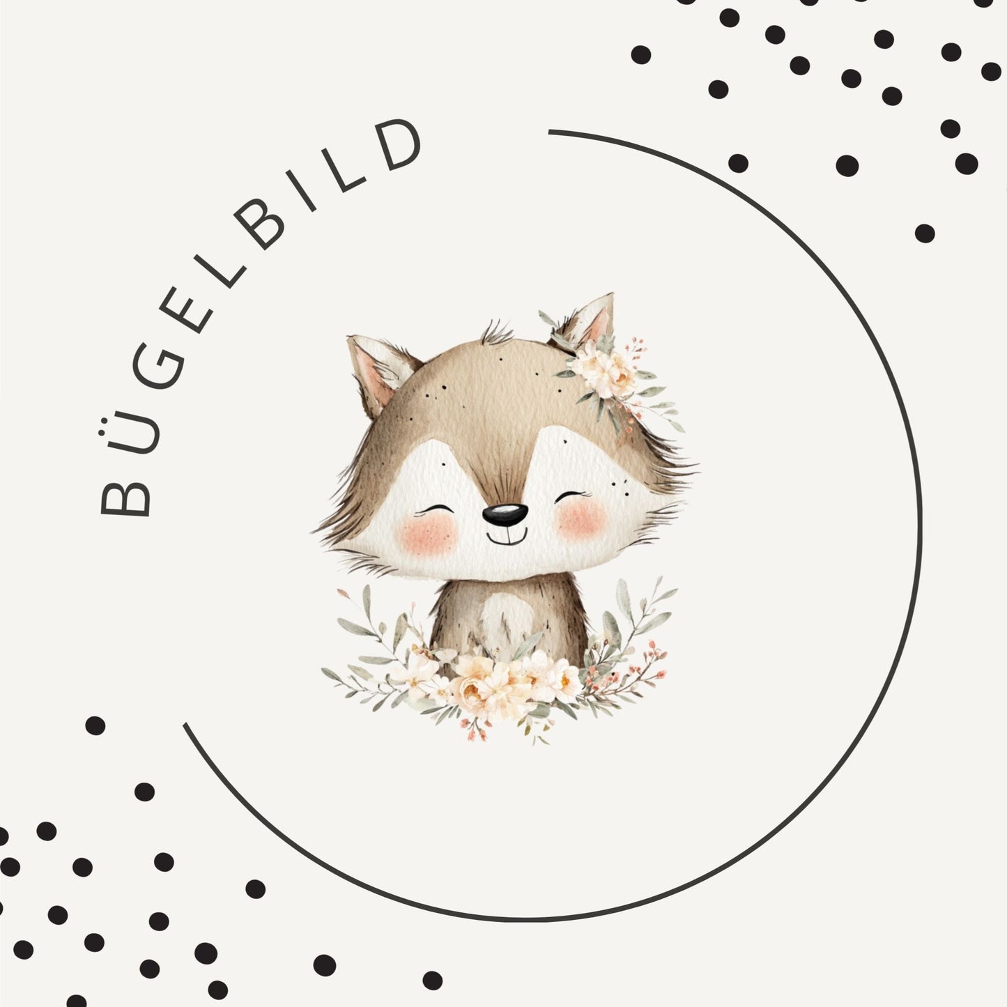 Bügelbild Blütenfuchs – Fuchs mit Blütenkranz