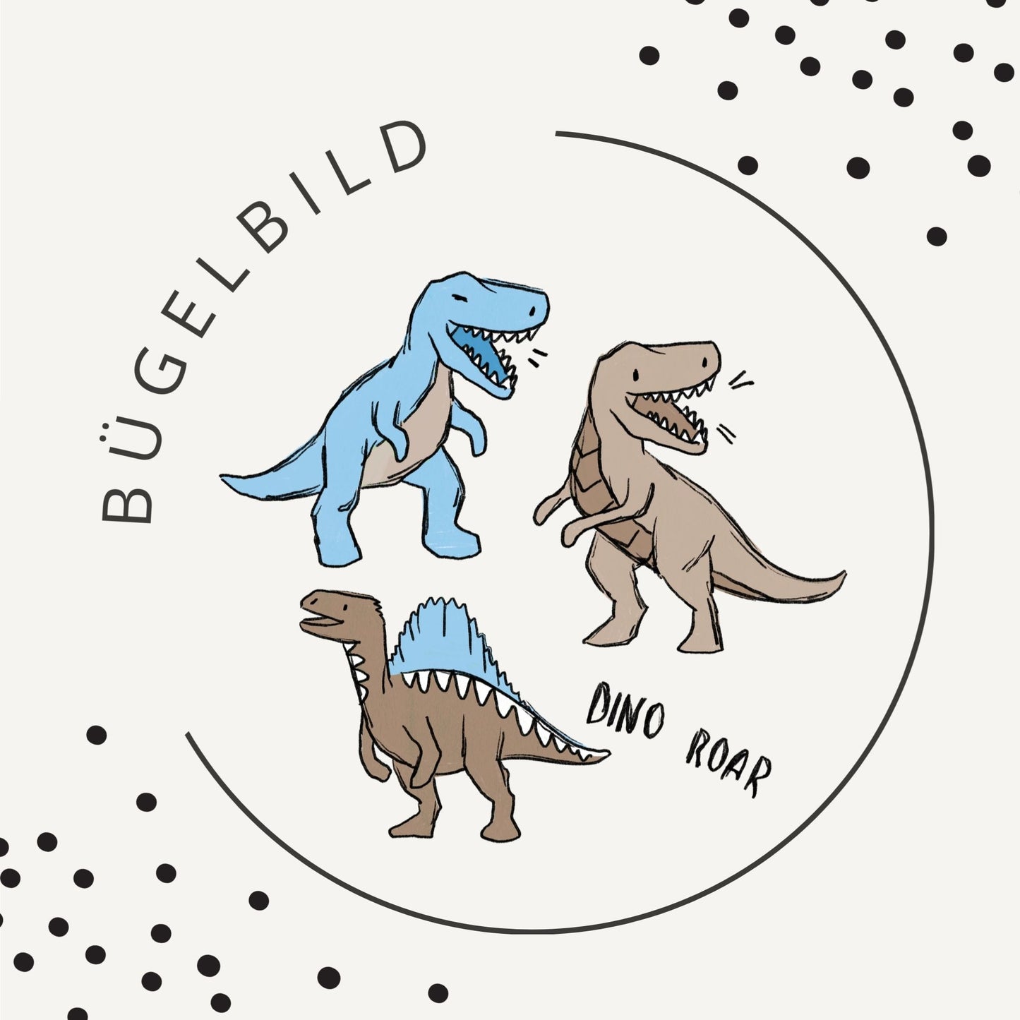 Bügelbild Dino Squad Blau Bügelbild – Dinosaurier Motiv