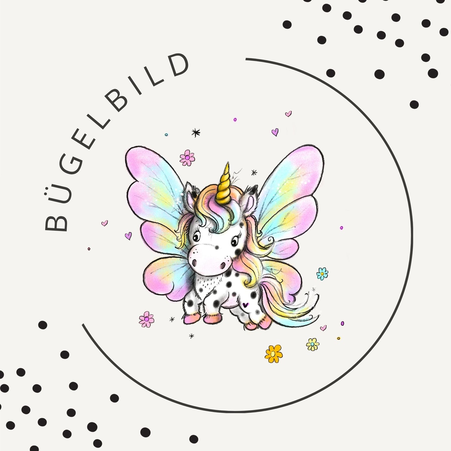 Bügelbild Little Rainbow Wings Pferd – Regenbogen Pferde Motiv