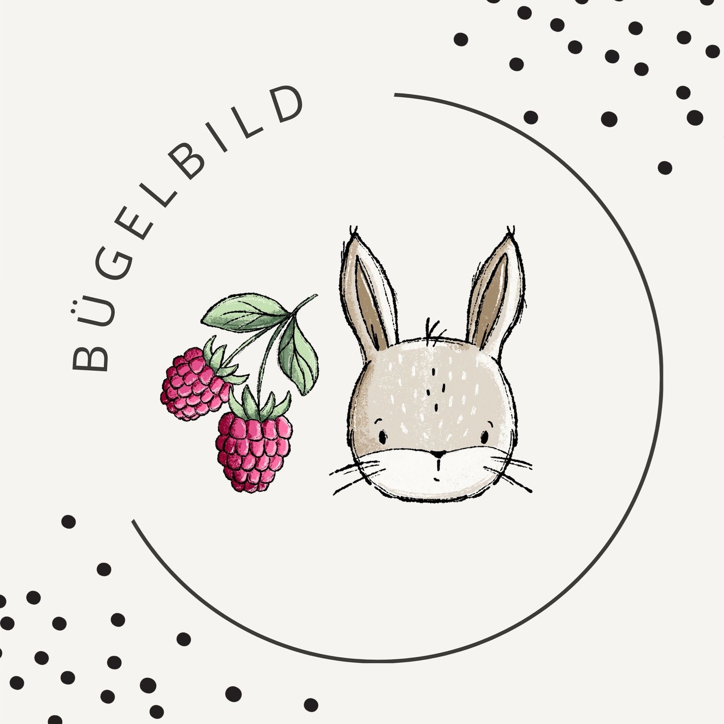 Bügelbild Wiesentag – süßes Hasenmotiv mit Beeren