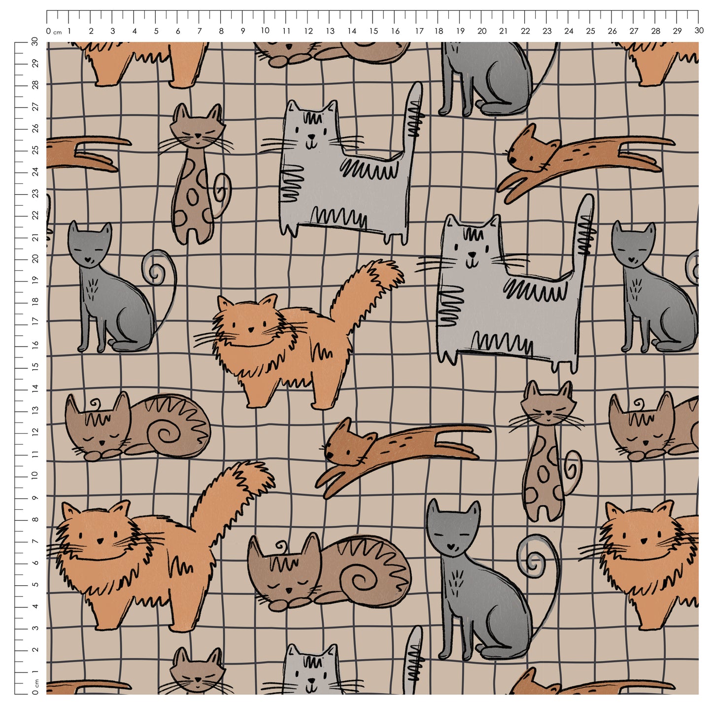 Stoffpaket Cat Scratch Braun – Katzenstoff | auf verschiedenen Stoffarten
