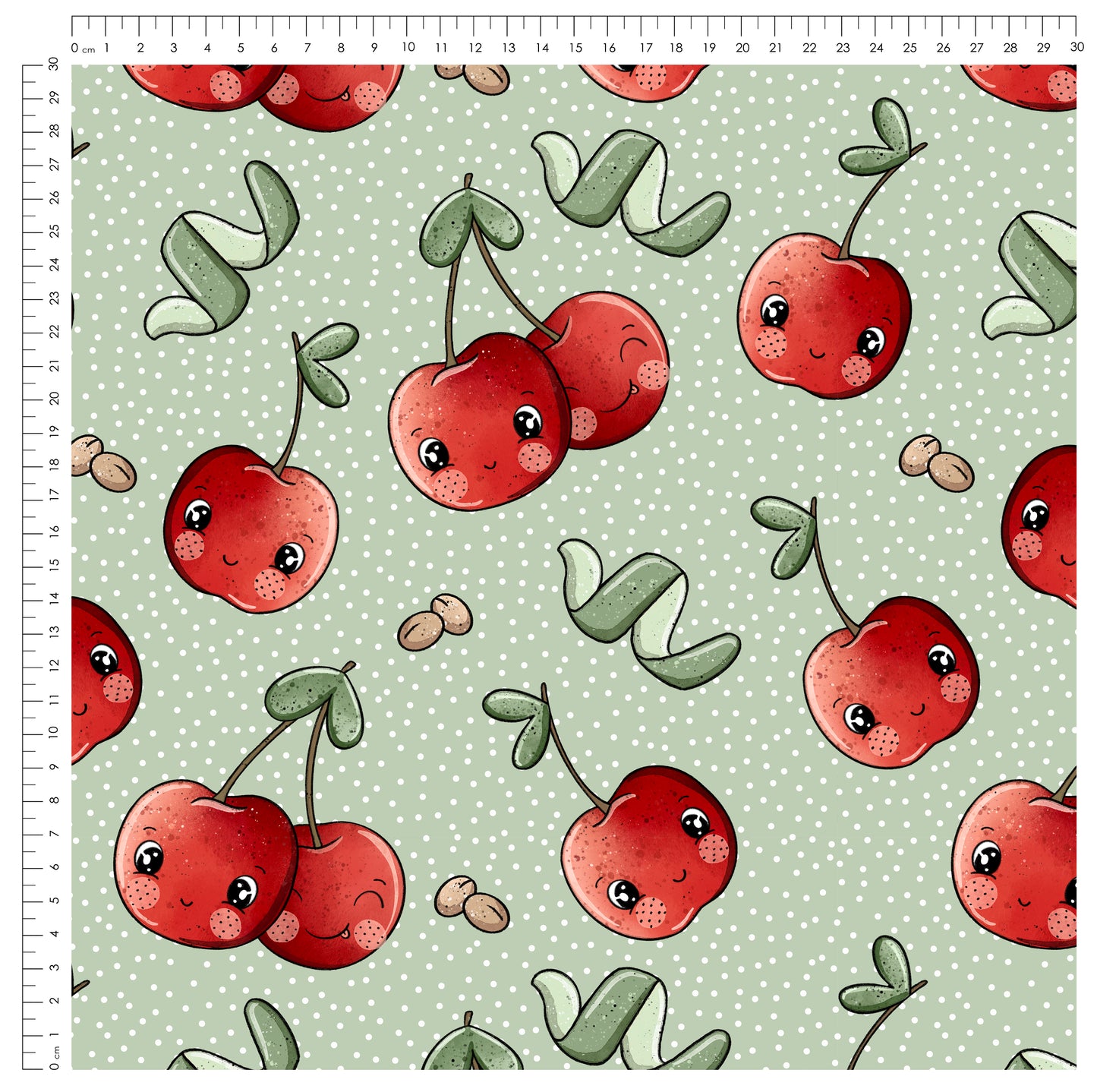 Stoffpaket Sweet Cherrys – Fruchtstoff in Rot & Grün | verschiedene Stoffarten