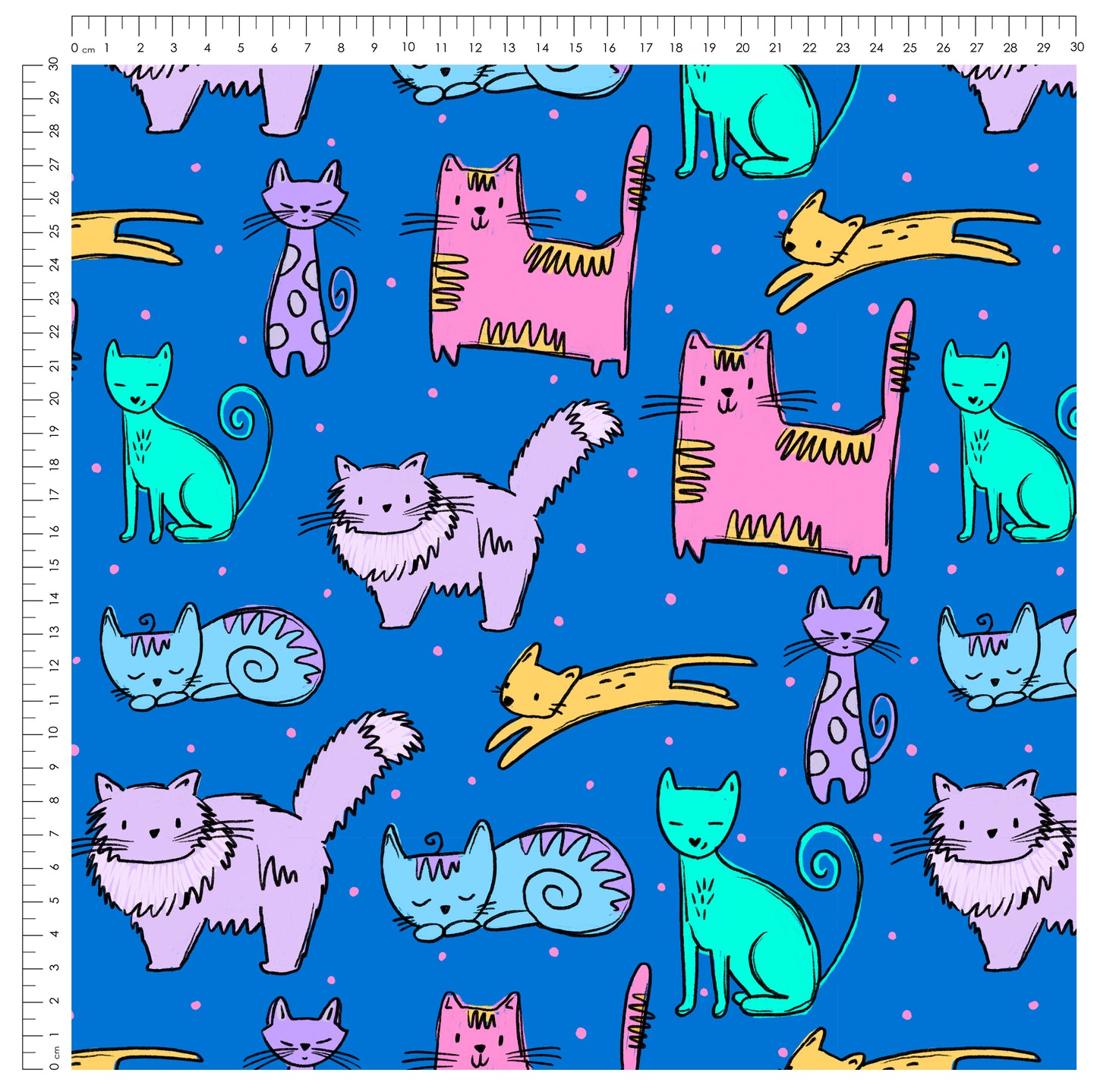 Stoffpaket Cat Scratch Blau – Katzenstoff | auf verschiedenen Stoffarten