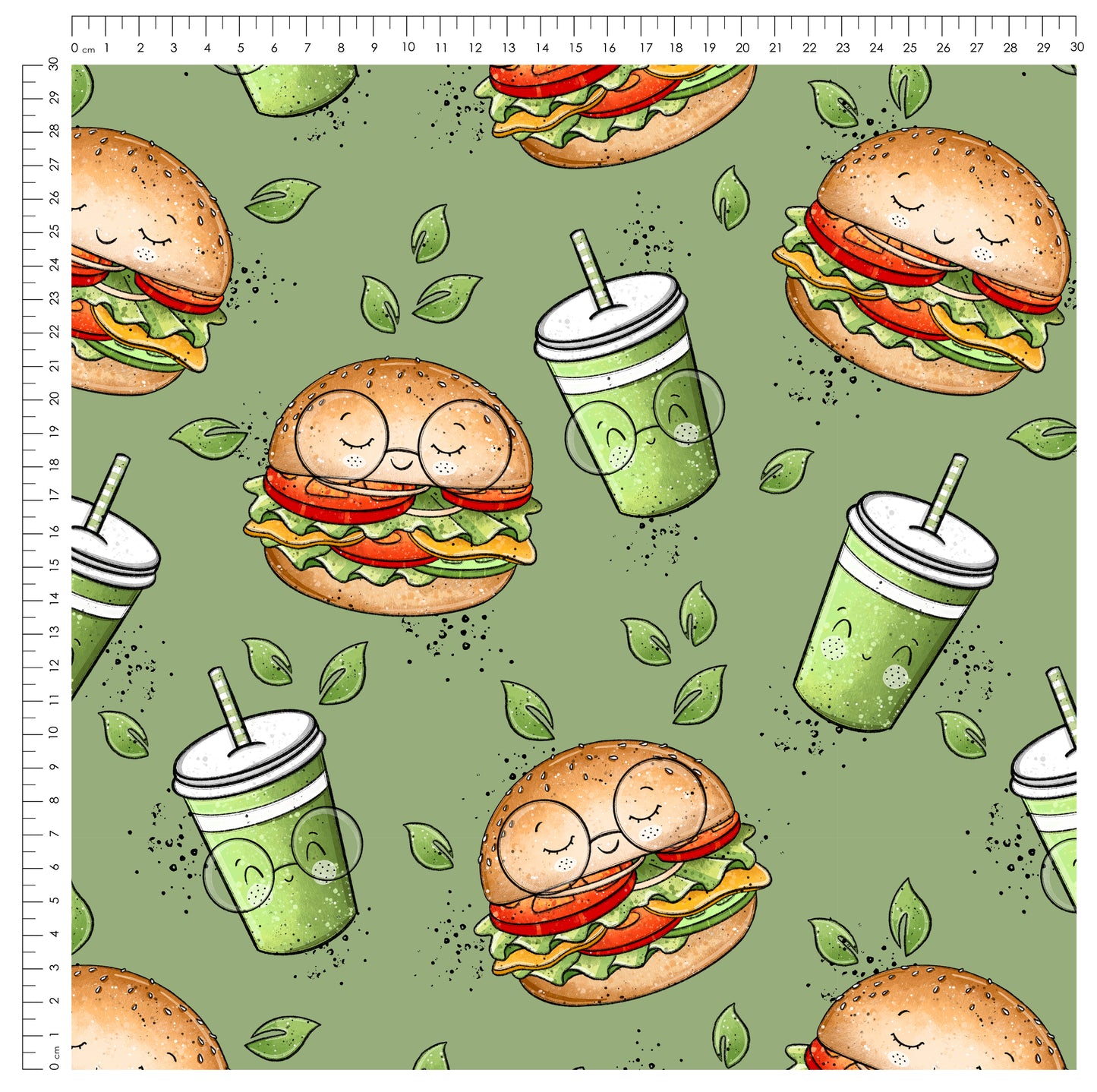 Stoffpaket Plant Burger – süßer Food-Kinderstoff | verschiedene Stoffarten