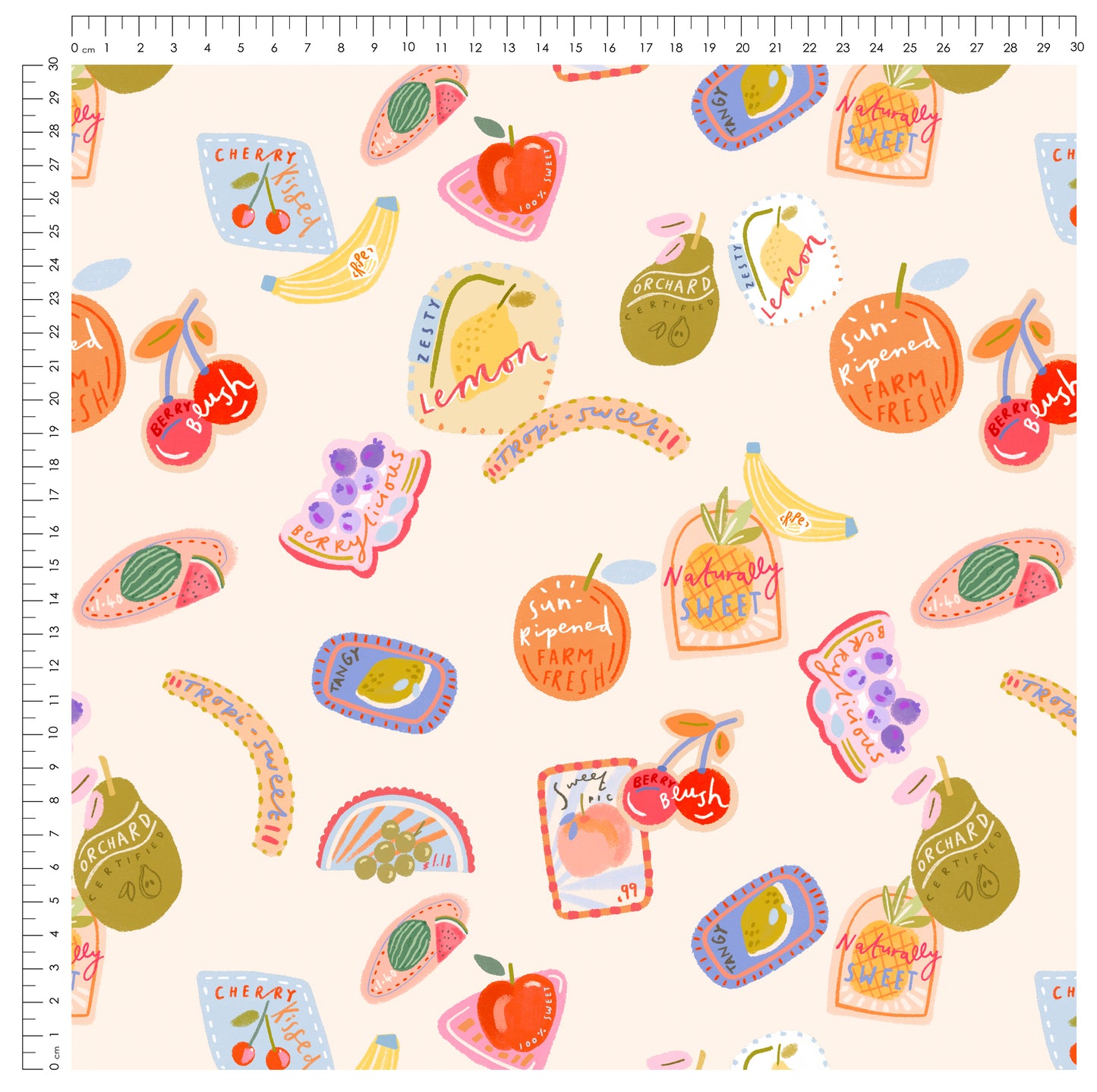 Stoffpaket Sweet Picks Neutral – Kinderstoff mit Früchten | verschiedene Stoffarten