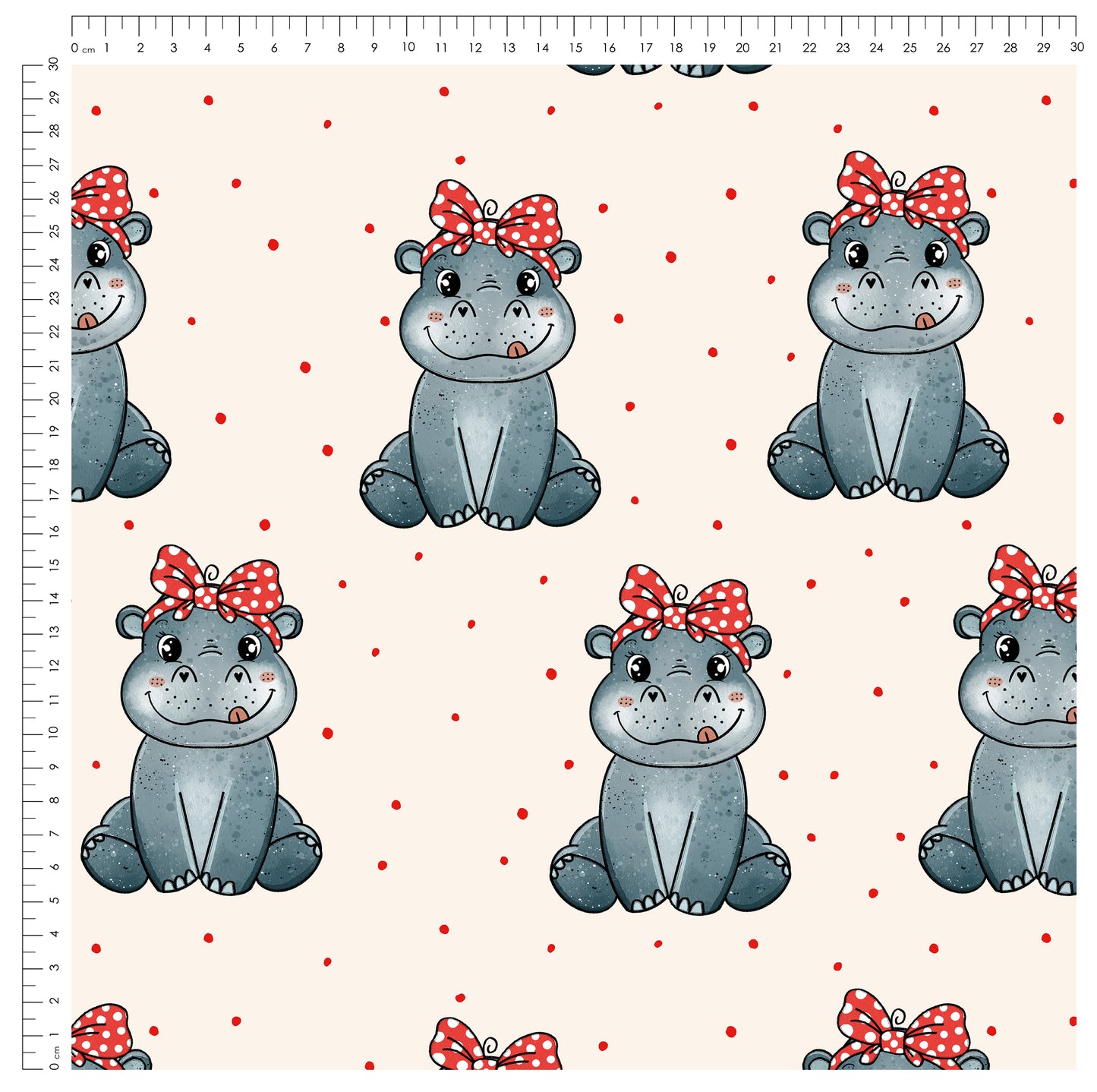 Stoffpaket Happy Hippo Beige – süßer Nilpferd Kinderstoff | verschiedene Stoffarten