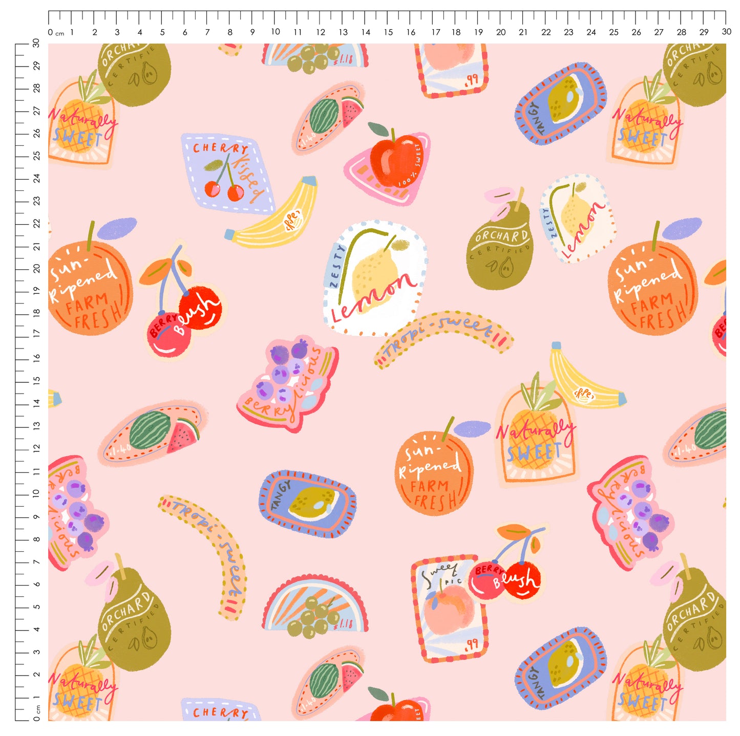 Stoffpaket Sweet Picks Rosa – Kinderstoff mit Früchten | verschiedene Stoffarten