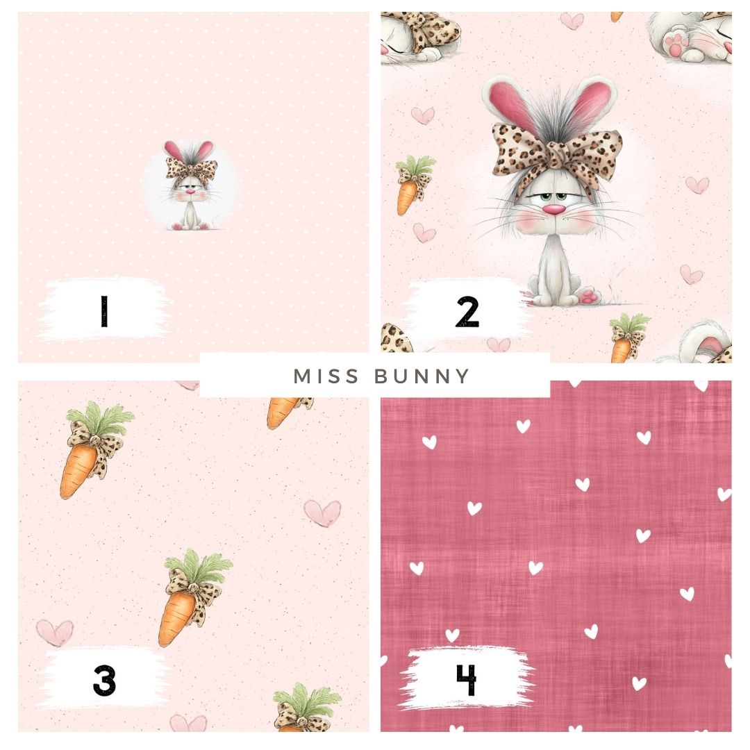 Stoffpaket Miss Bunny Rosa – verspielter Hasenstoff | verschiedene Stoffarten