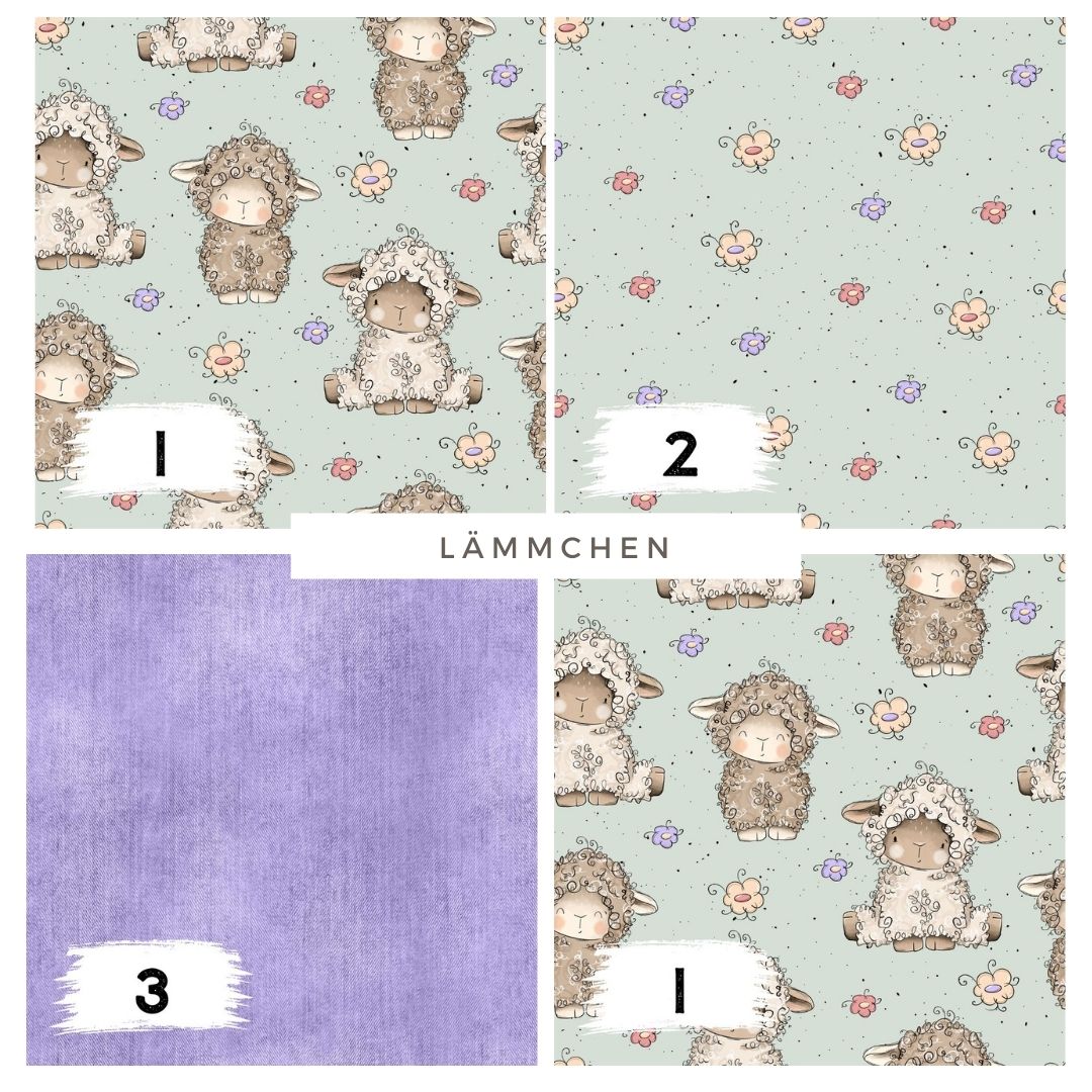 Lämmchen Mint – Kinderstoff mit süßen Schafen | verschiedene Stoffarten